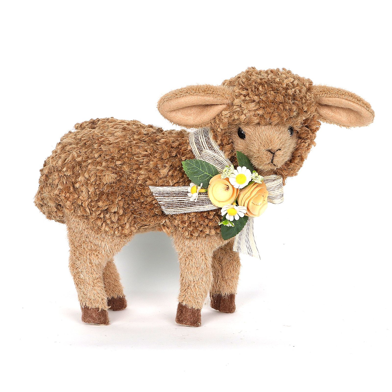 Sheep With Wood Rose Accents Set of 2
