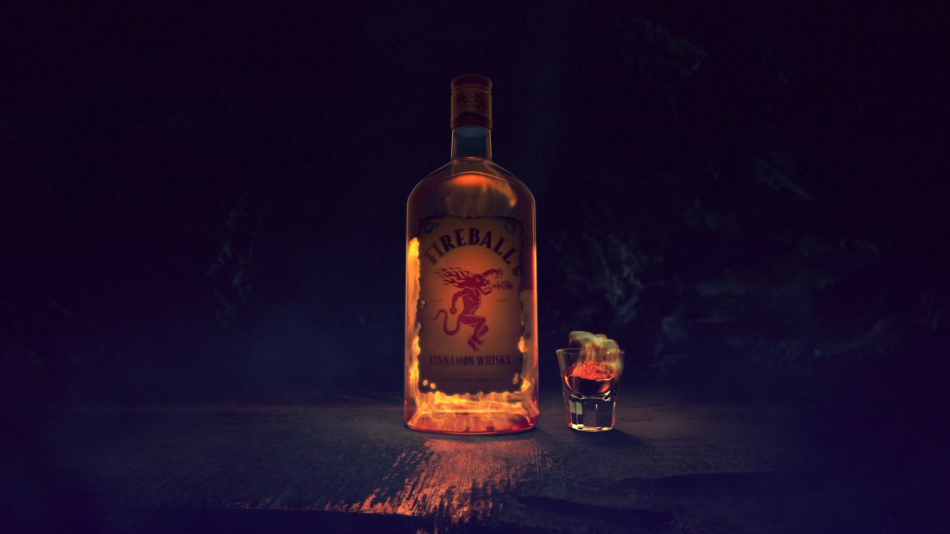 Fireball Cinnamon Candian Whisky, Festive Candy Cane Packaging, 66 Proof, 33% ABV, Bottles, 10 pk./50ml