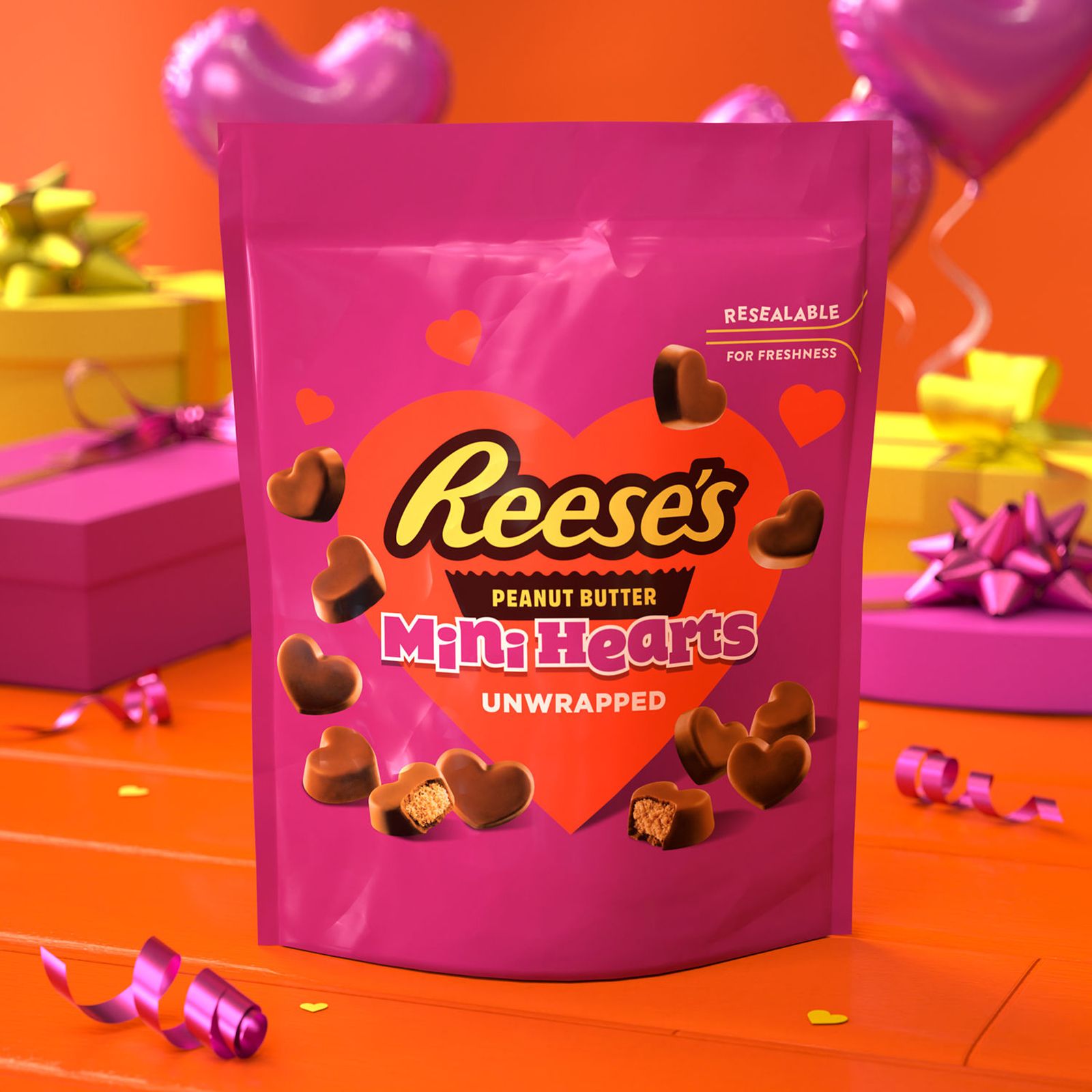 Reese's Unwrapped Chocolate Peanut Butter Creme Mini Hearts, Valentine's, Candy Bag, 20 oz.