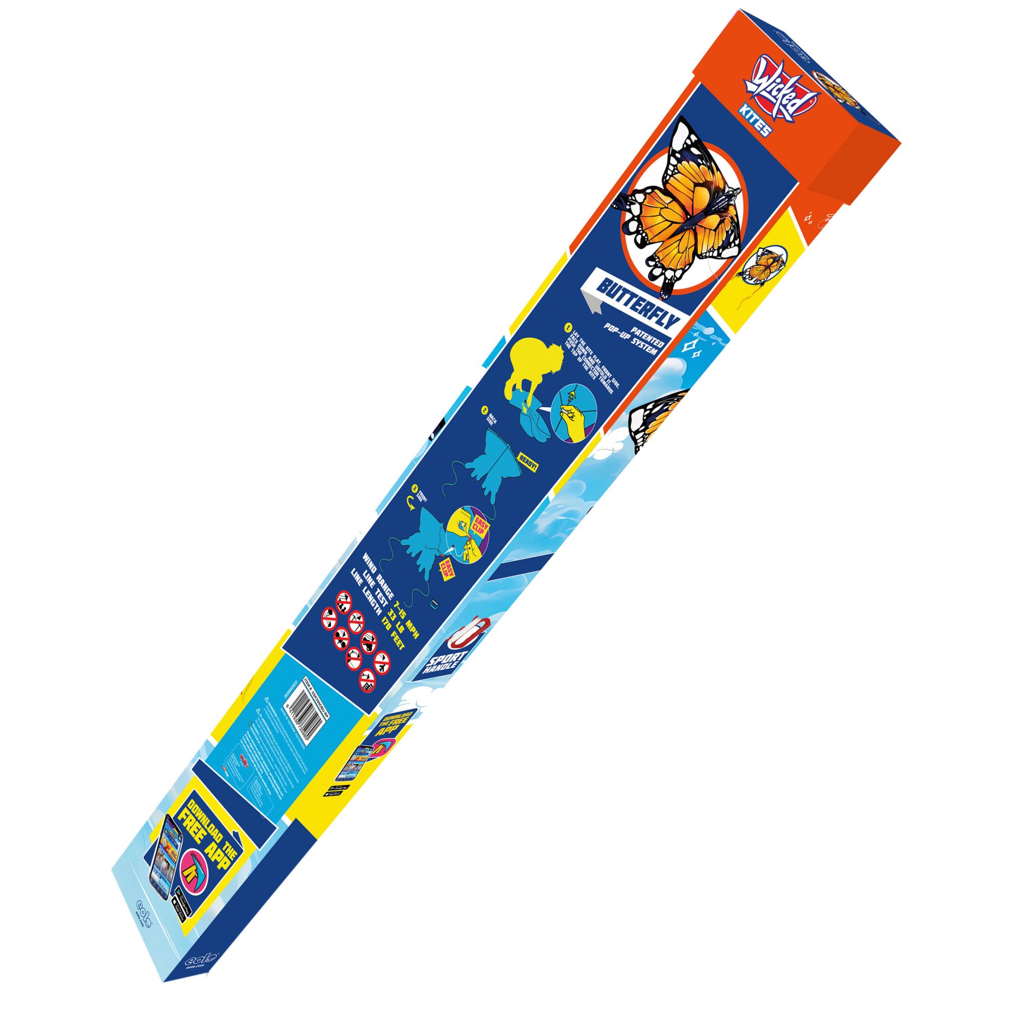 Kite's Ready 2 Fly - Super Size 3D Pop Up Nylon Kite - Orange Butterfly