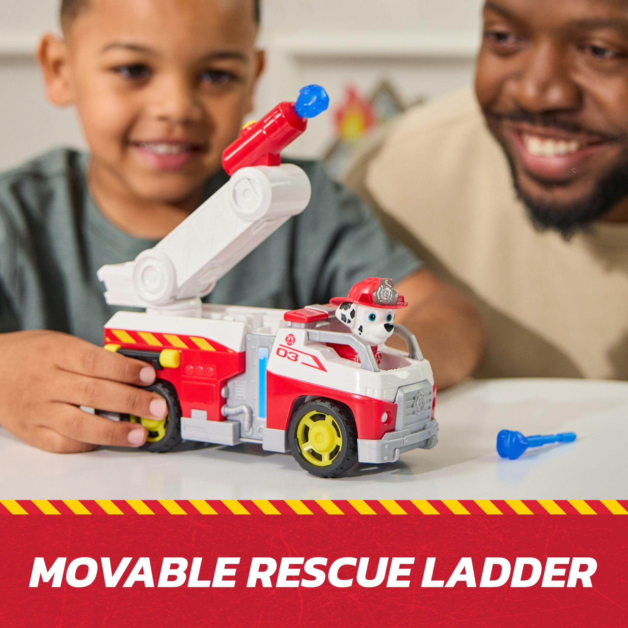 PAW Patrol Fire Rescue:  Rescue Fire Cruiser with Action Figure, Projectile Launcher, and Toy Truck - Marshall