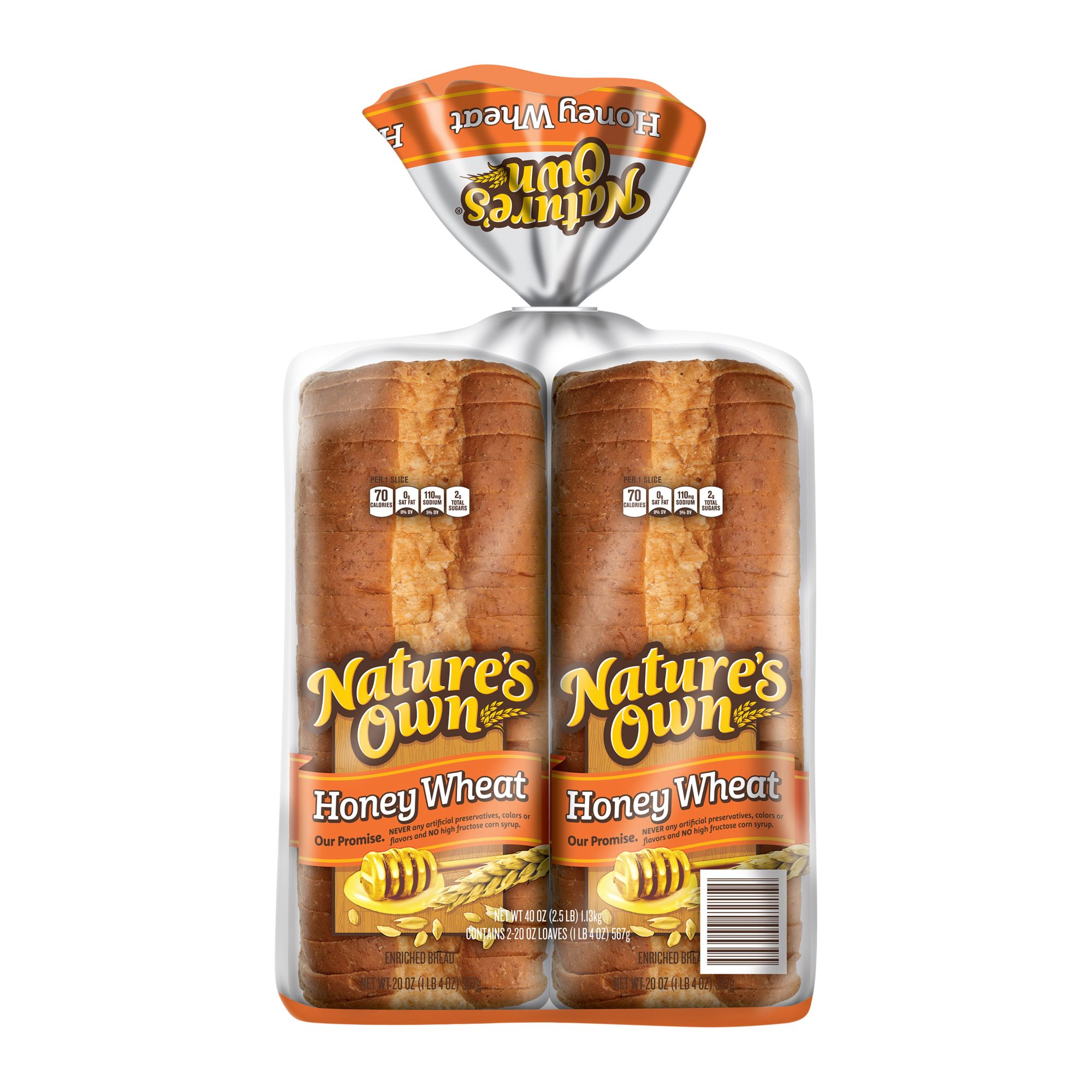 Honey Wheat Sliced Bread, 2 Pack