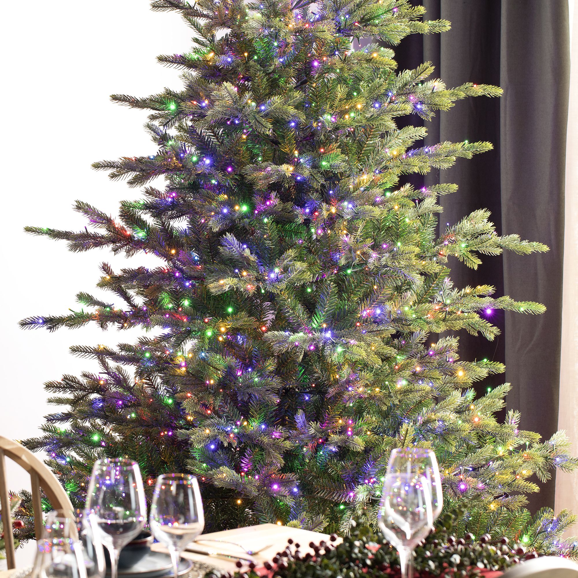 Glitzhome 7.5' Pre-Lit Full Fir Xmas Artificial Christmas Tree