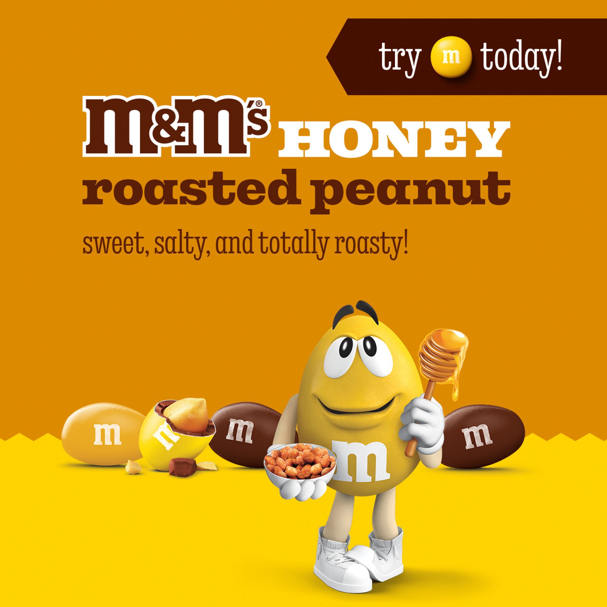 M&M'S Honey Roasted Peanut Milk Chocolate Candy, Bulk Bag, Resealable Pack, 26 oz.