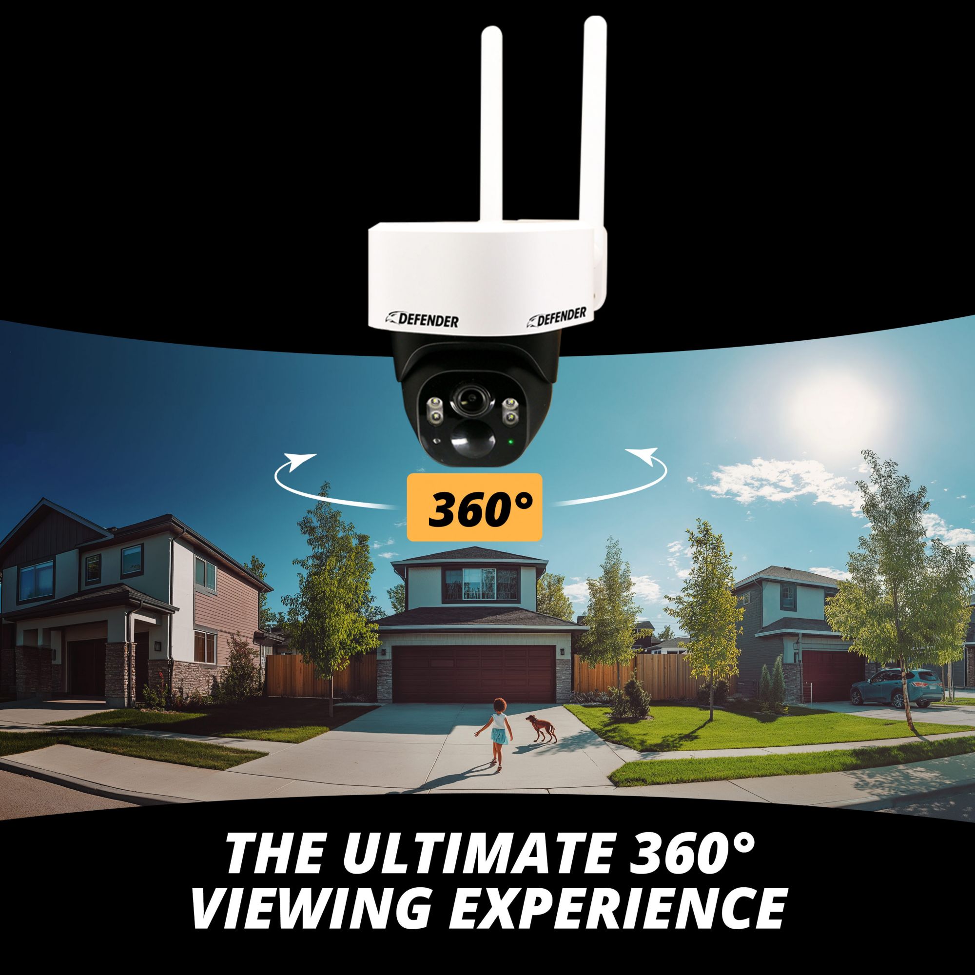 Defender 4G Solar Powered 2K+ AI Frontier PTZ Wireless Security Camera with 5W Solar Panel