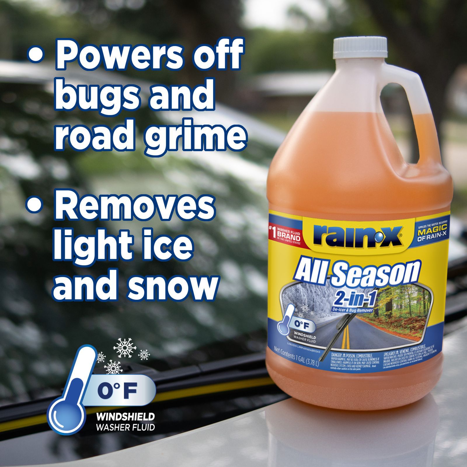 Rain-X Zero Degree Fahrenheit 2-in-1 Windshield Wash, Deicer & Bug Remover, 2pk./1 gal.