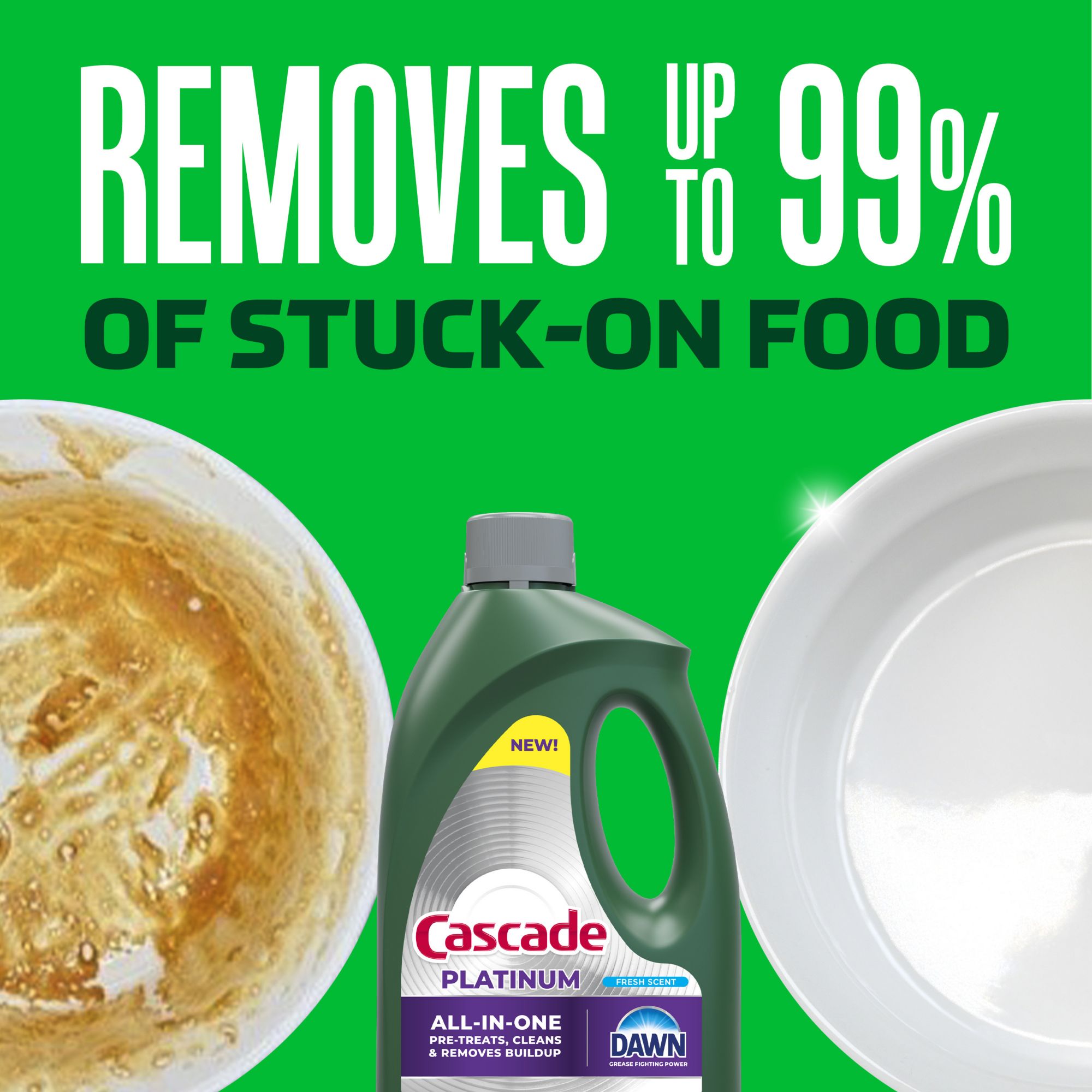 Cascade Platinum Dishwashing Liquid Gel - Fresh Scent, 125 oz.