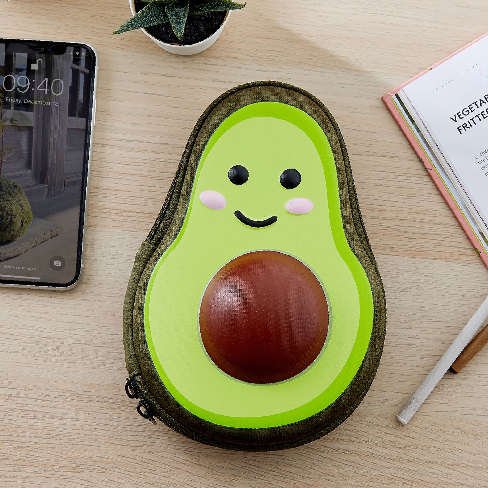 Lockermate By Bostitch Avocado Pencil Case School Supply Bag with Mesh Pocket