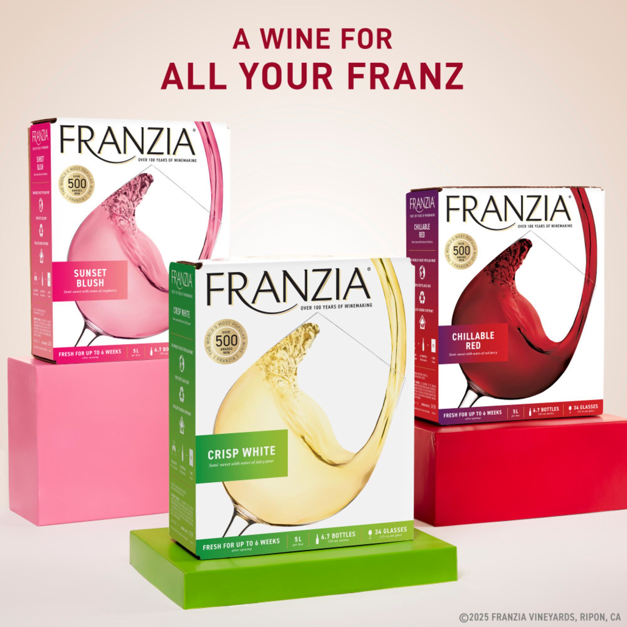 Franzia Sunset Blush House Favorites Blend Rose Wine Box, 5L