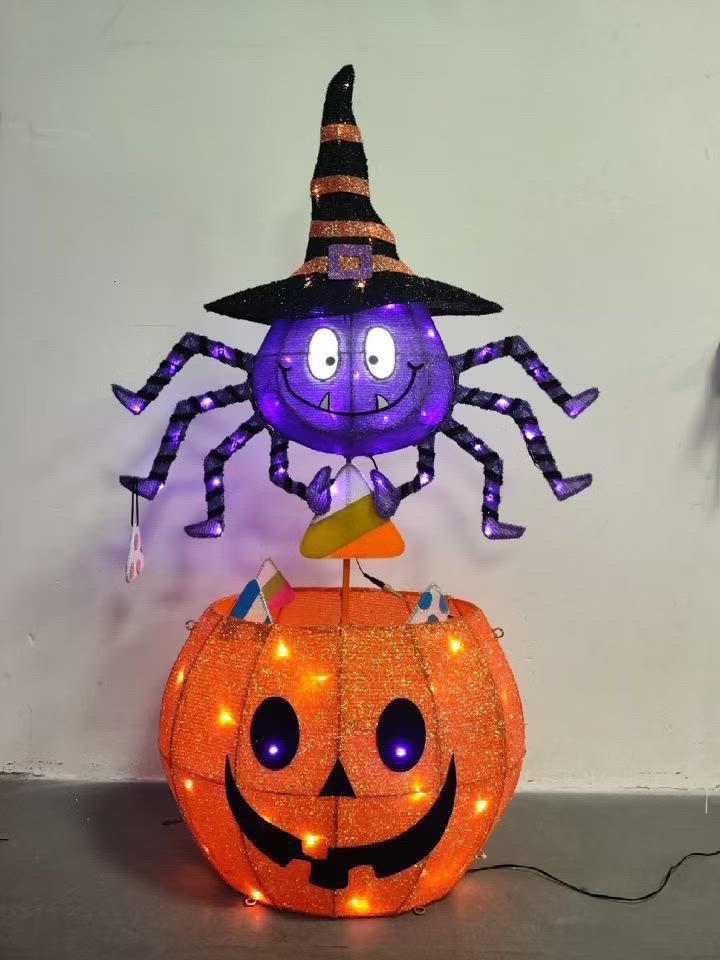 Berkley Jensen Lighted Animated Spider in Jack-O-Lantern, 50"