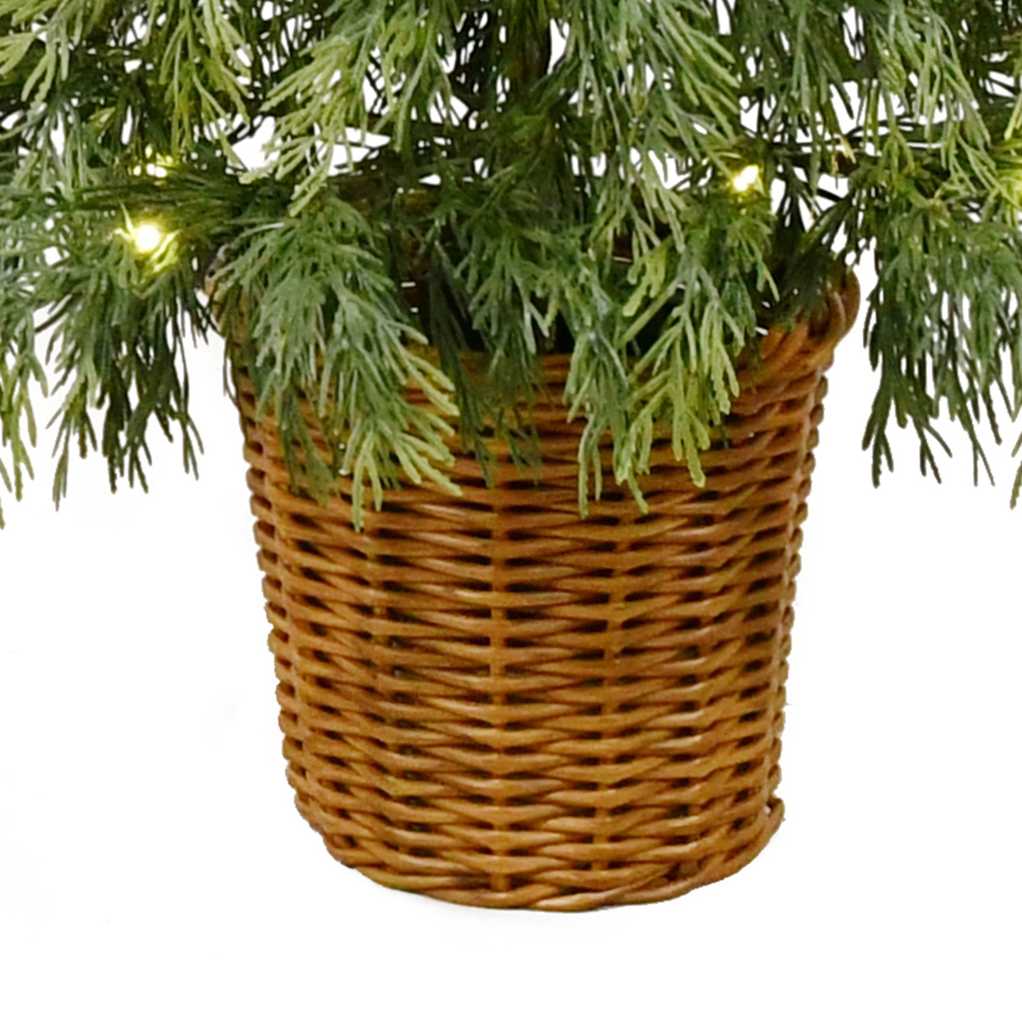 Berkley Jensen Pre-Lit Feel Real Potted Tree, Set of 2, 3'