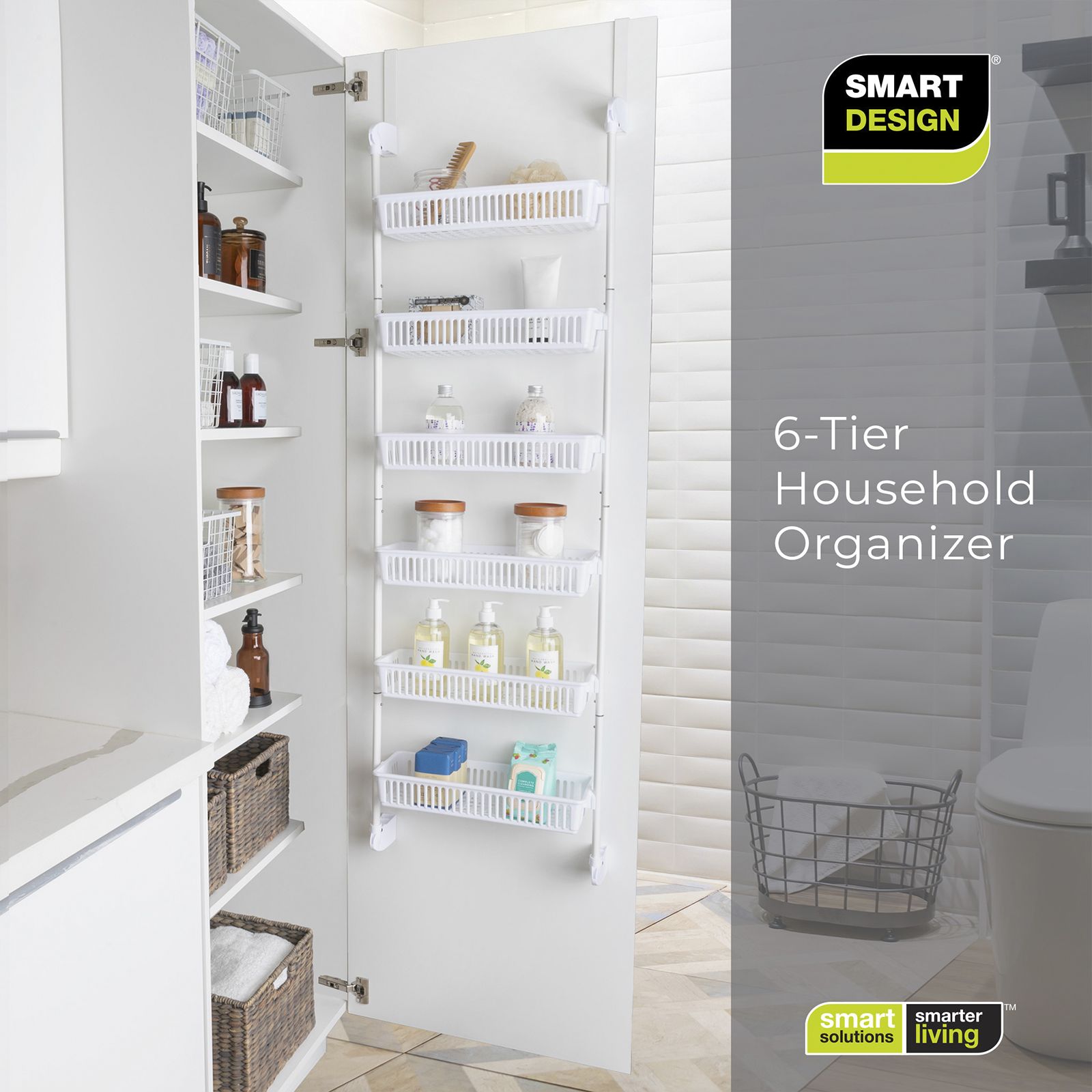 Smart Design Large Over the Door Basket Pantry Organizer
