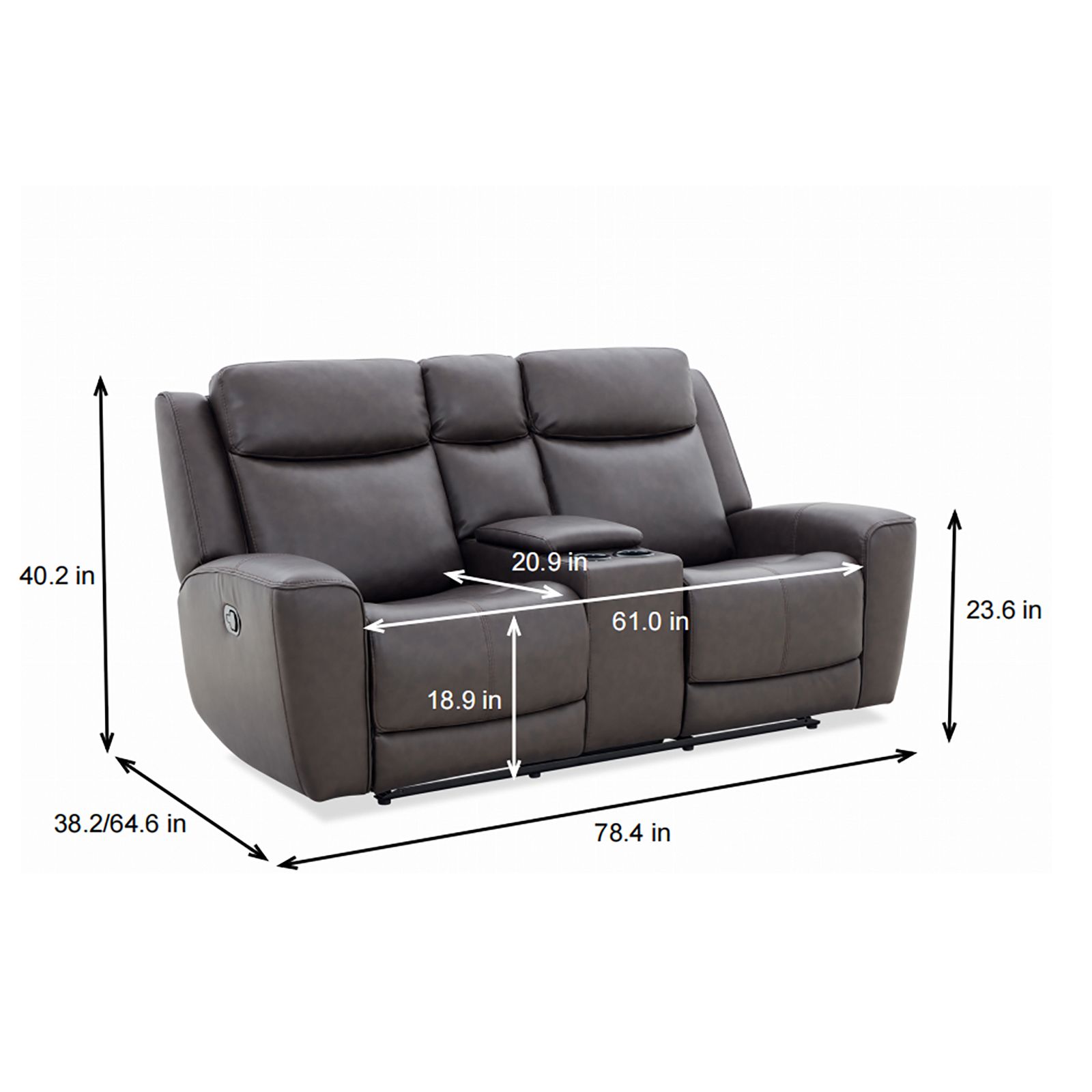 RoomSense Hartley Manual Reclining Console Loveseat