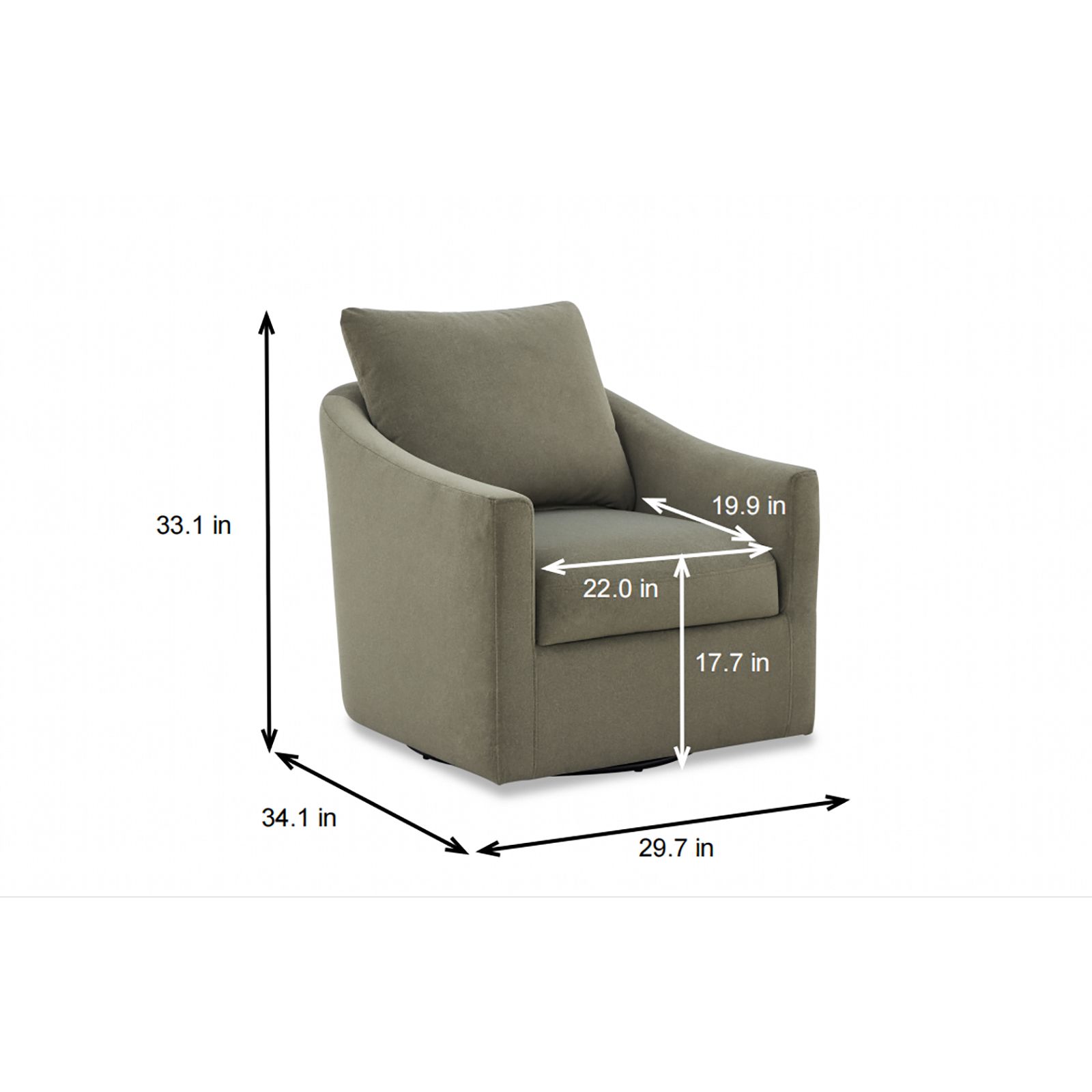 RoomSense Brookside Swivel Accent Chair - Forest