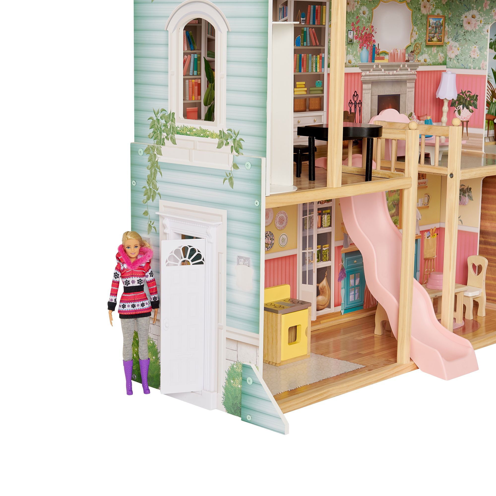 Delta Children Country Mansion Dollhouse - Large 4.5' Dollhouse with 50 Accessories Fits 12" Dolls