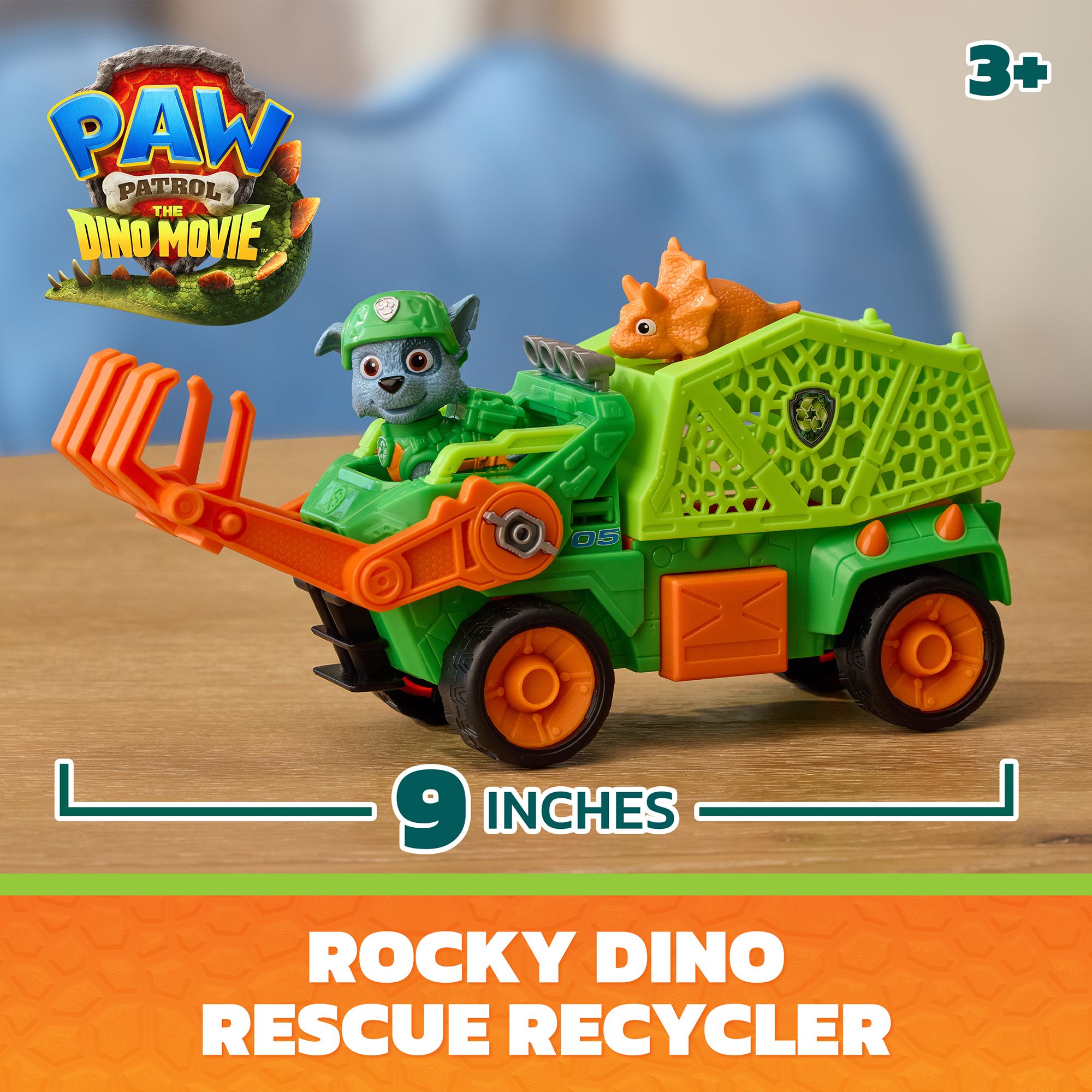 PAW Patrol: The Dino Movie, Rocky Dino Rescue Recycler with Secret Compartment and Working Claw