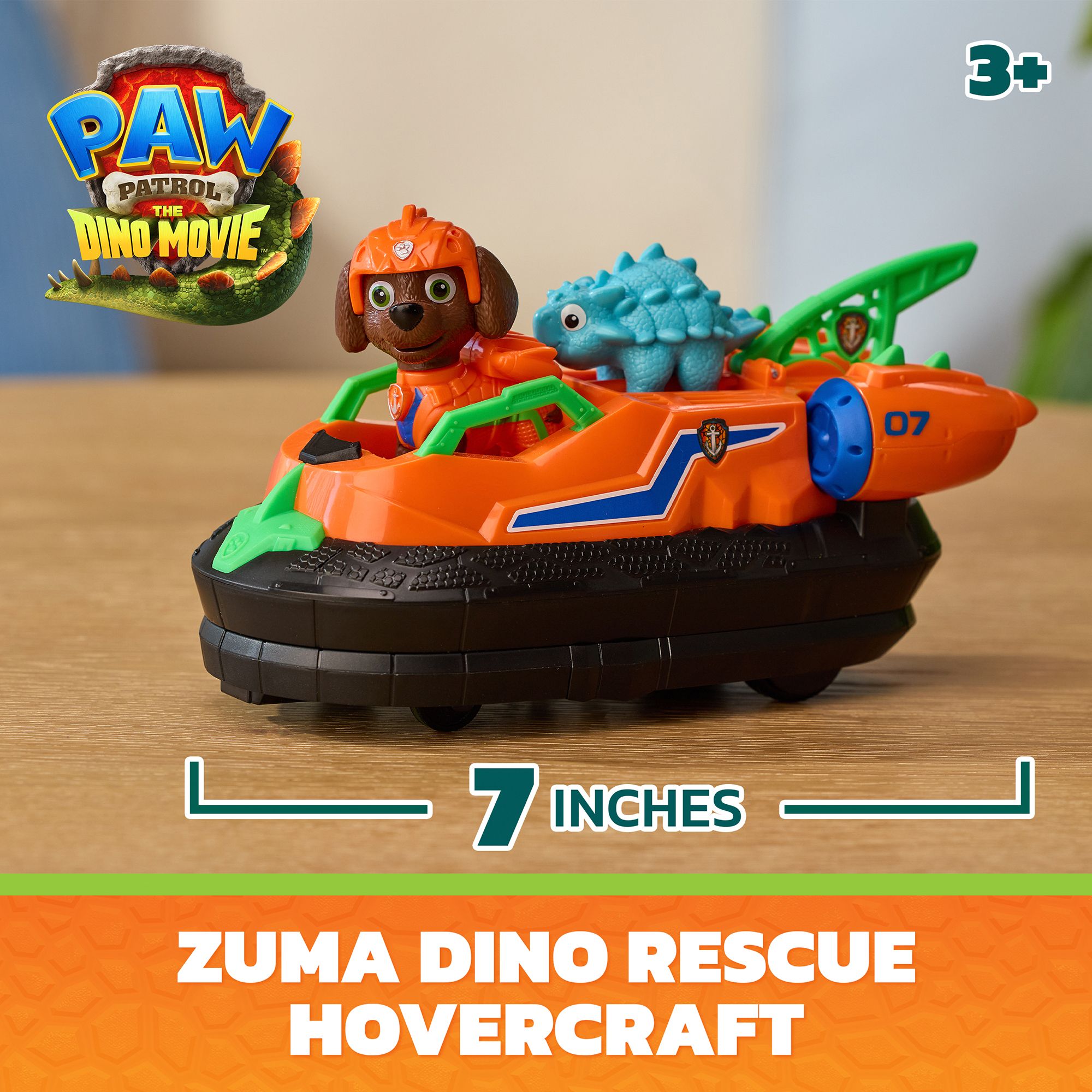 PAW Patrol: The Dino Movie, Zuma Dino Rescue Hovercraft with Extending Rescue Claw