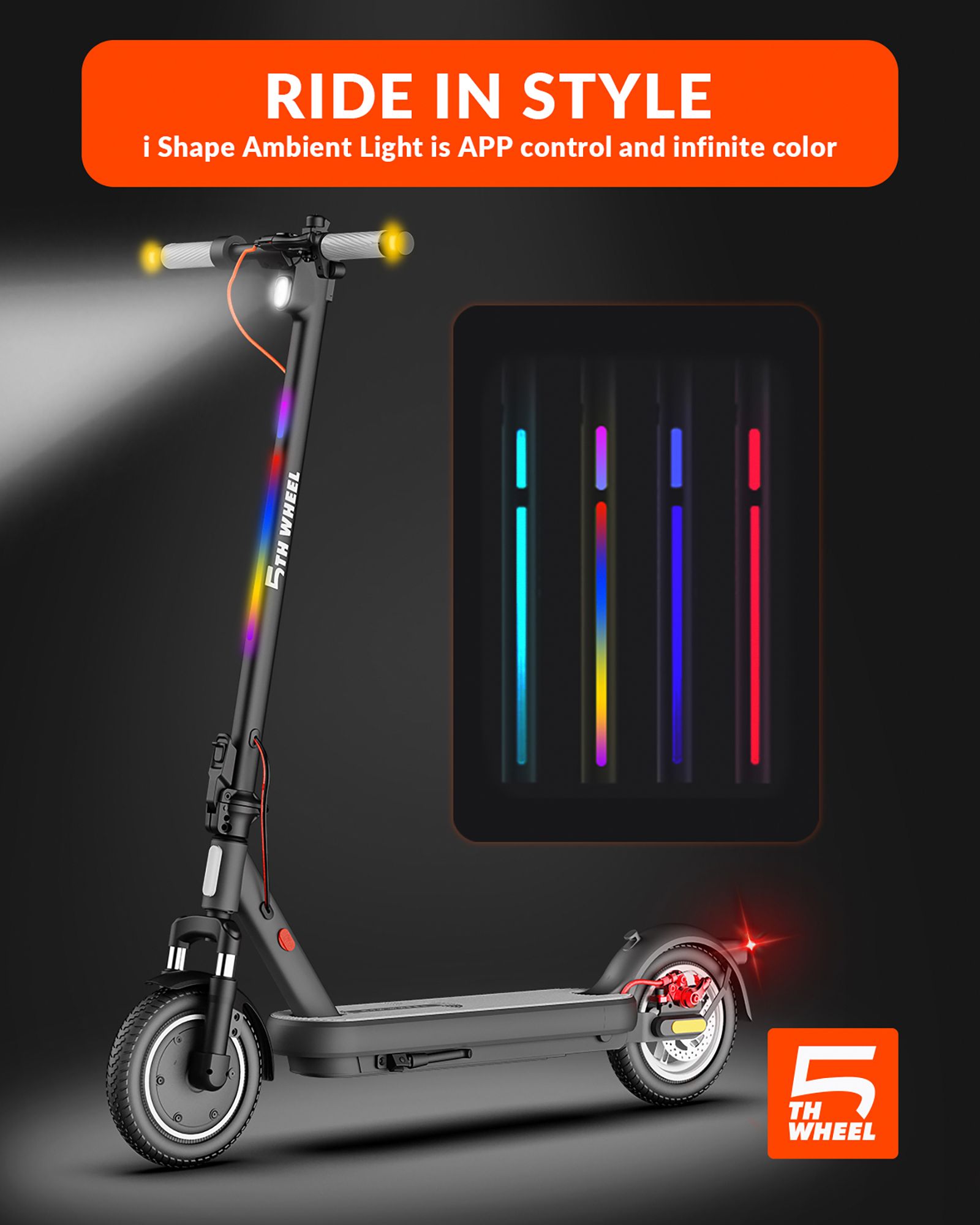 5TH WHEEL V40PRO Electric Scooter - 800W Peak, 20 mph, 25 Mile Range, 265 lbs. Capacity, 10" Solid Tires