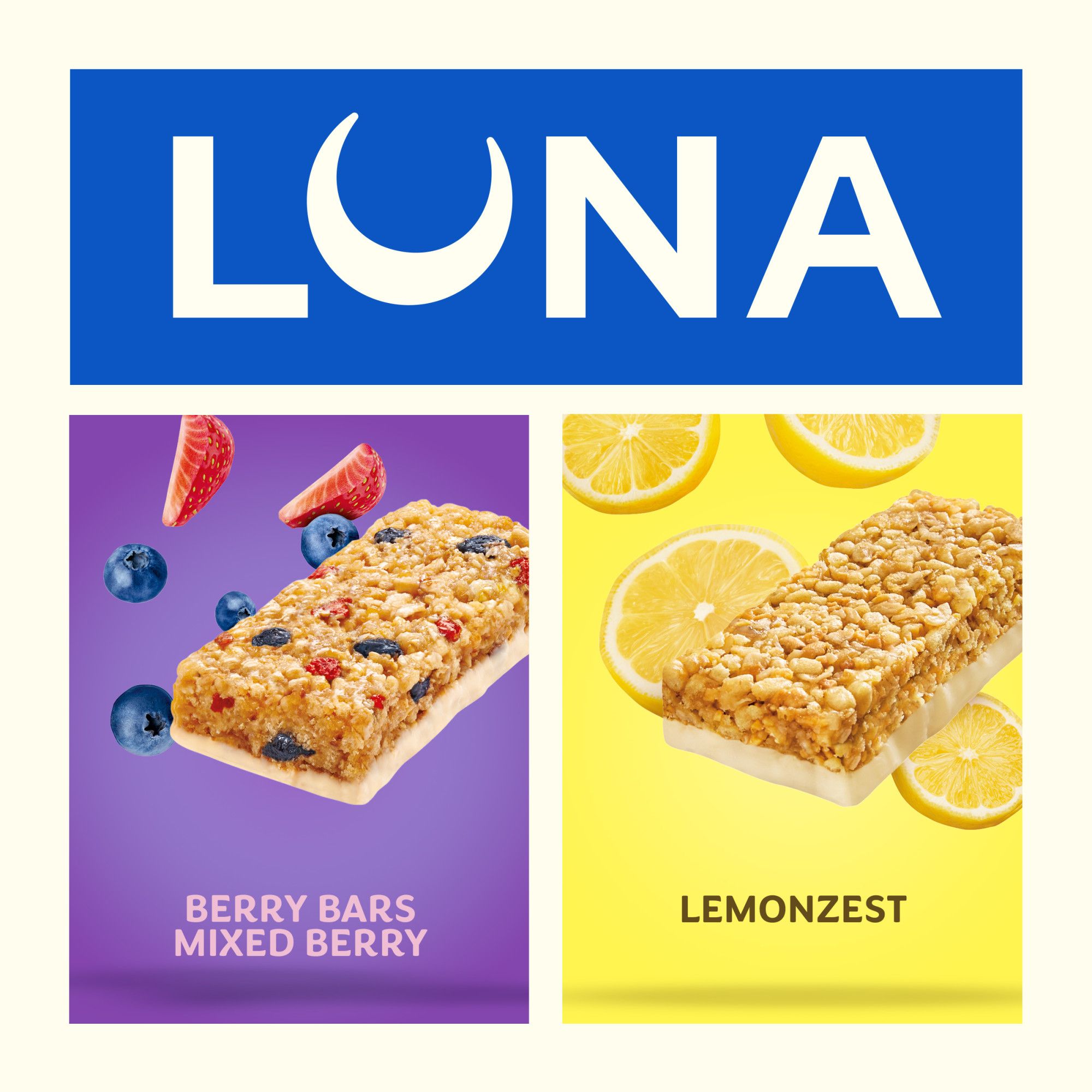 Luna Bar and Luna Berry Bars Variety Pack, Gluten Free Protein Snack Bars, 18 pk./1.69 oz.