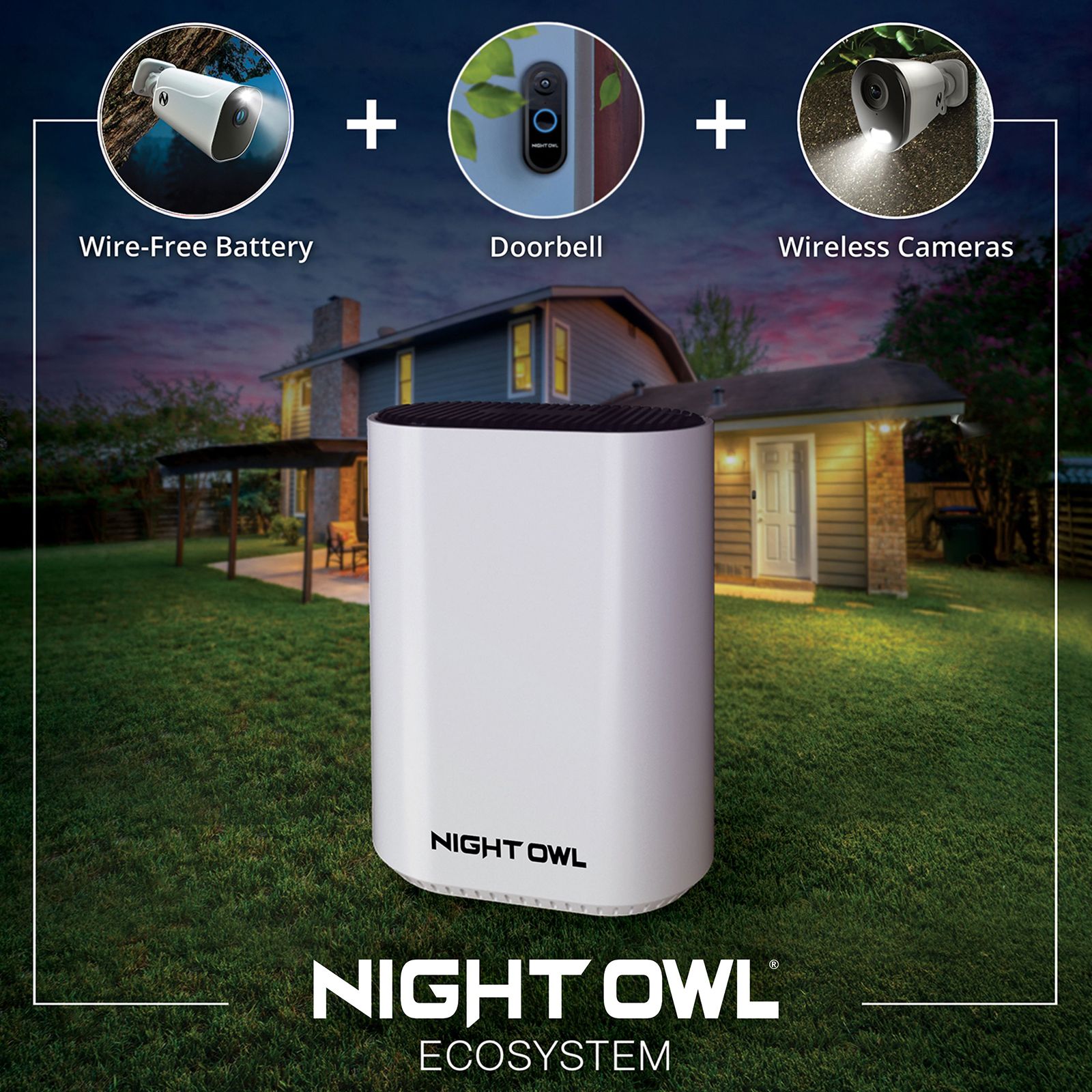 Night Owl 2K Wi-Fi Hub System with 4 2K Solar Cameras and 256GB MicroSD Card