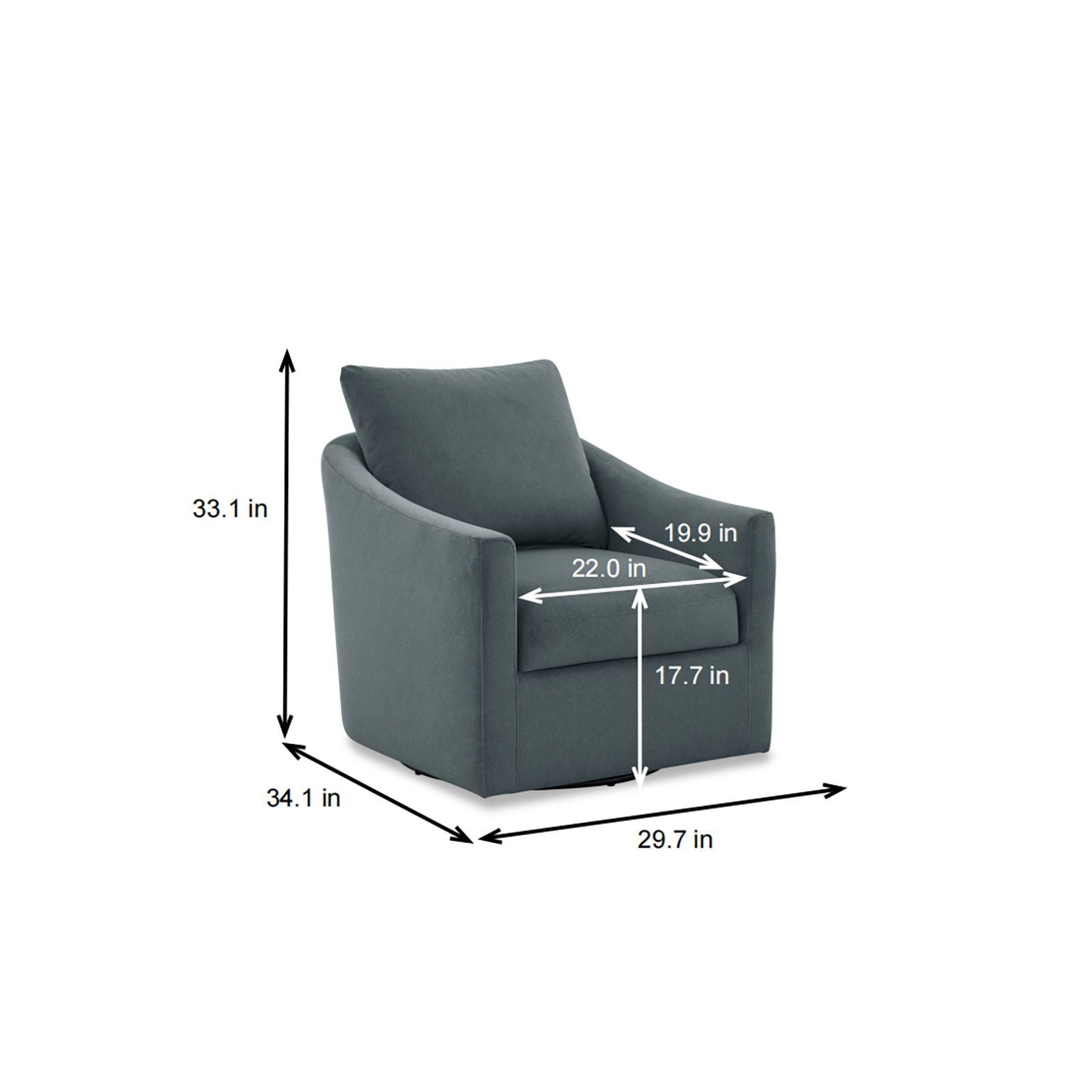 RoomSense Brookside Swivel Accent Chair - Storm