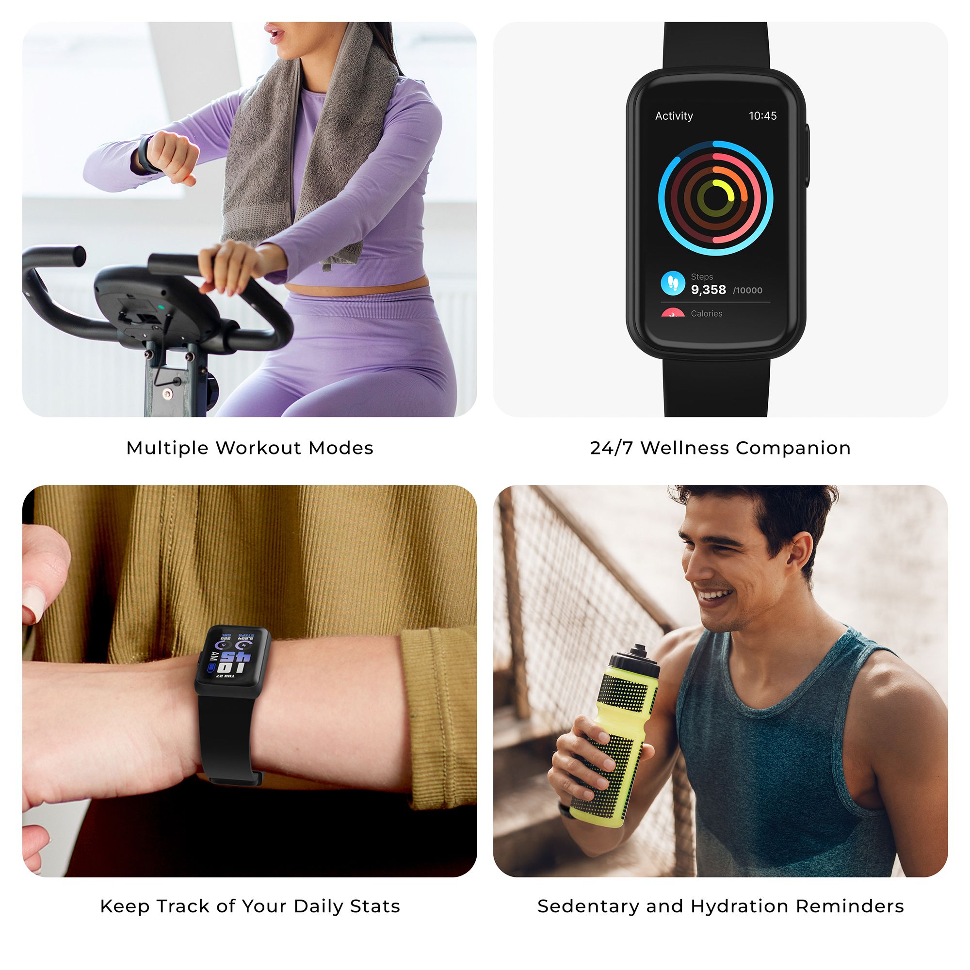 iTOUCH Active 5 Smartwatch - Black Silicone with Nylon Strap