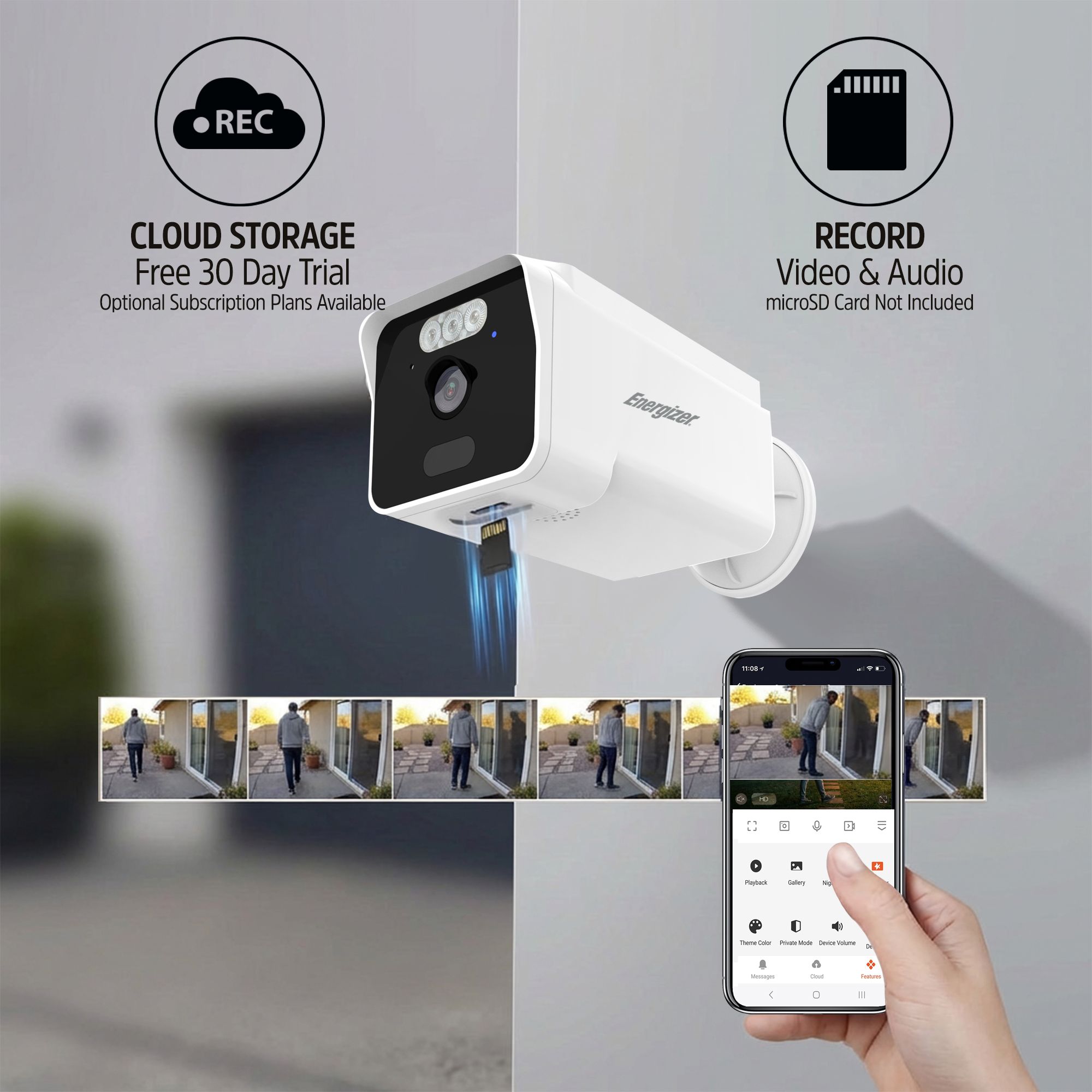 Energizer Connect Smart 2K 5GHz Outdoor Battery Camera with Solar Panel