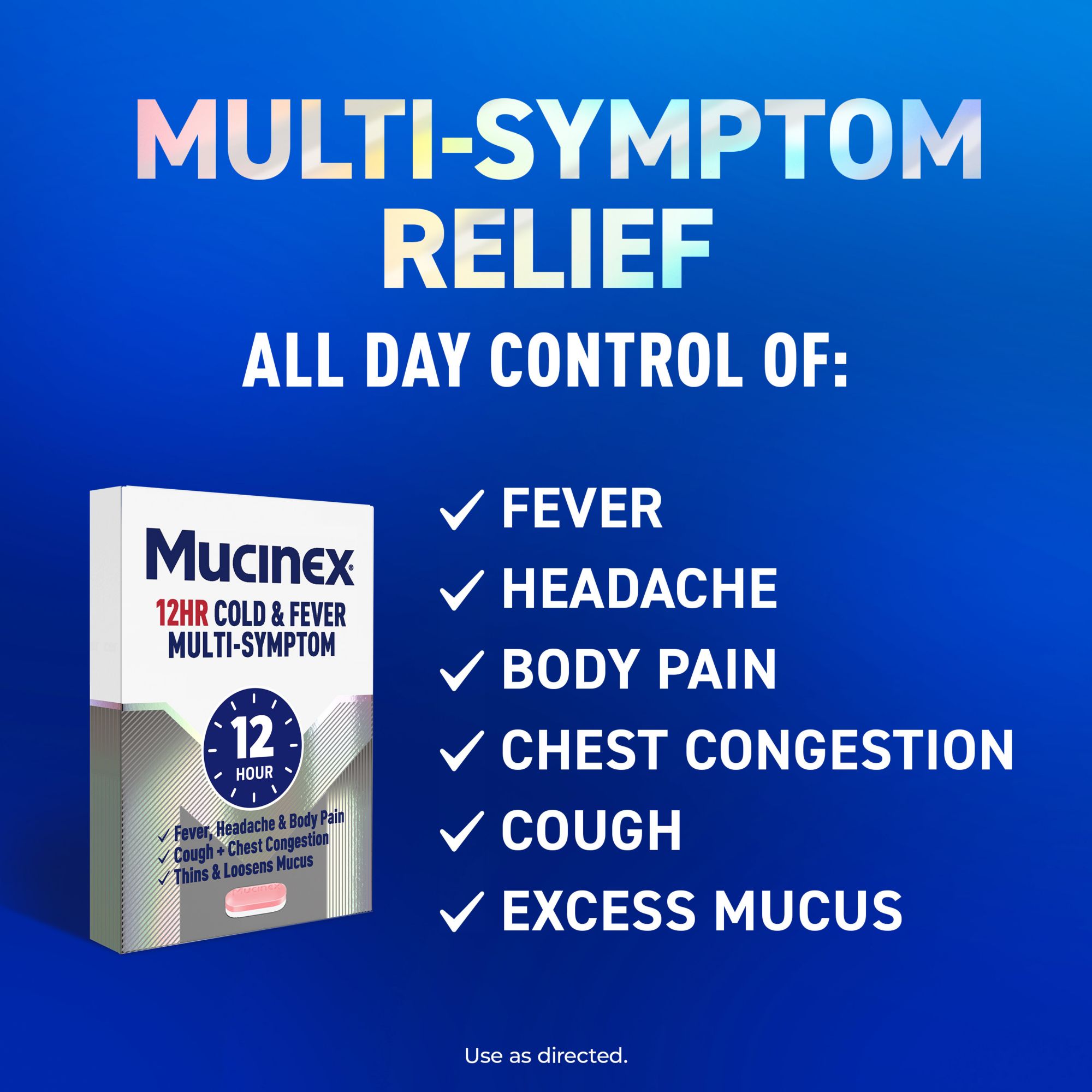 Mucinex 12-hr. Cold and Flu Relief Tablets, Cough, Fever, and Chest Congestion Medicine, 50 ct.