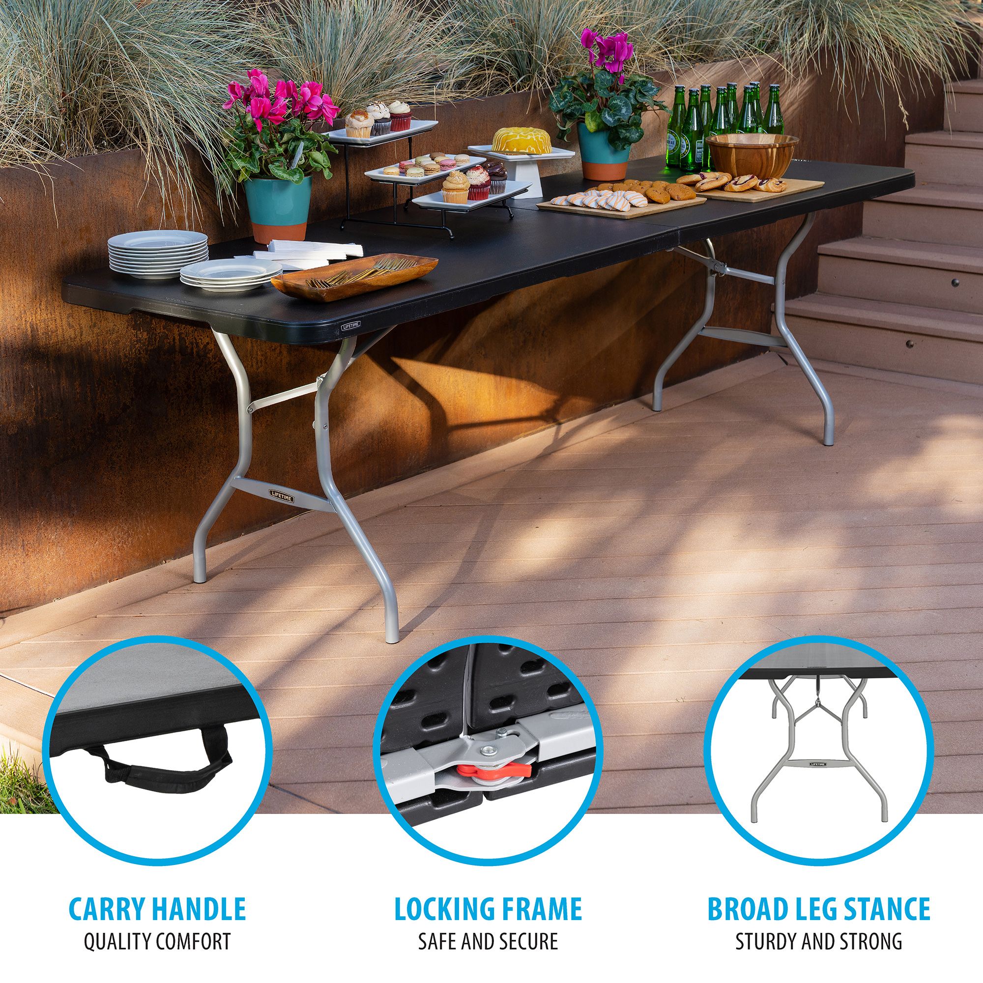Lifetime 8' Fold-In-Half Table - Black