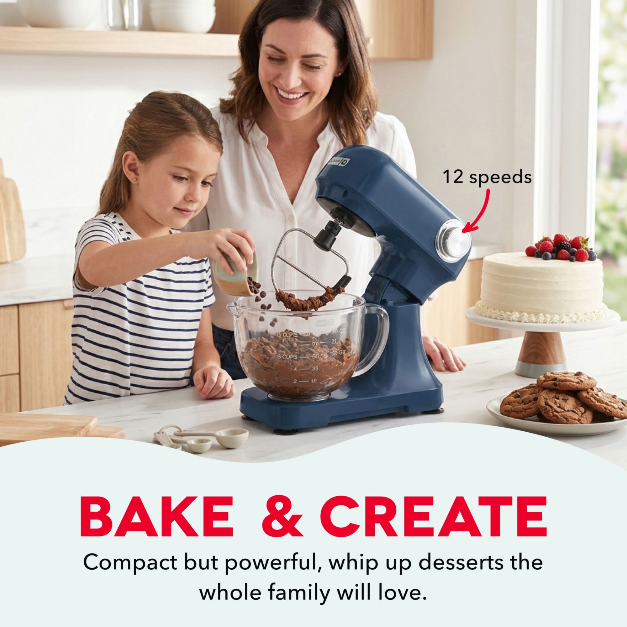 Dash 3.5 qt. Tilt-Head Stand Mixer, Navy