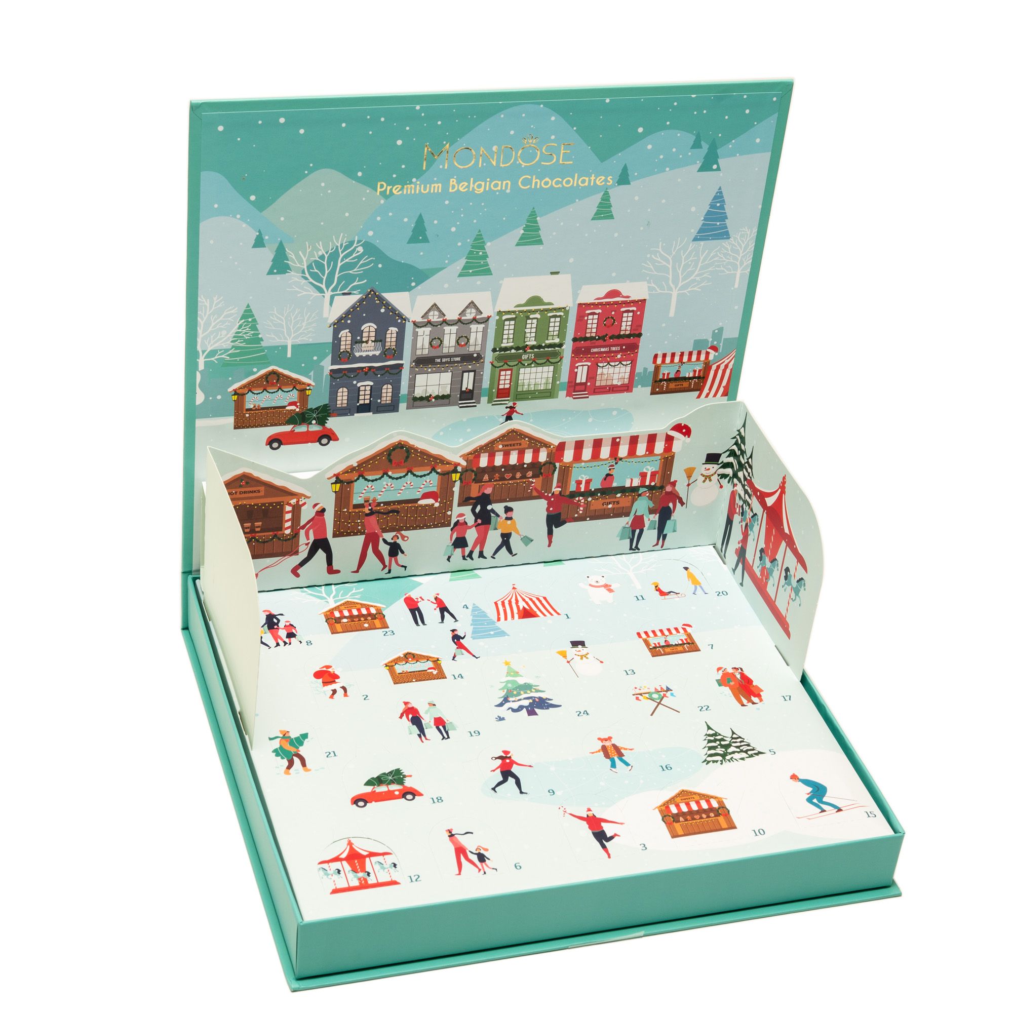 Mondose Belgian Chocolate Advent Calendar, With Seven Indulgent Chocolate Varieties, 24 ct.