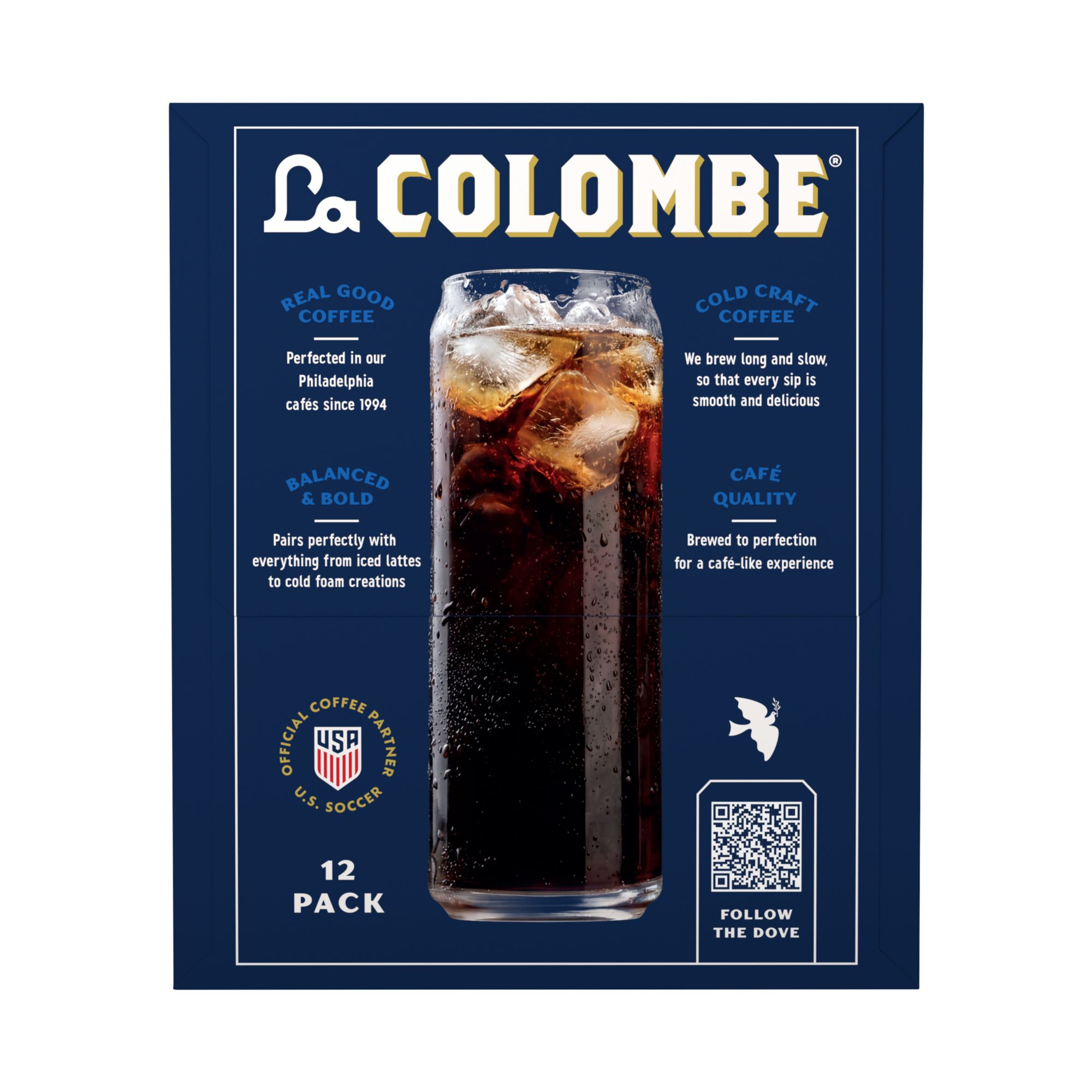 La Colombe Black Cold Brew Coffee, No Sugar Added, 180mg Caffeine, Cans, 12 pk./9 fl. oz.
