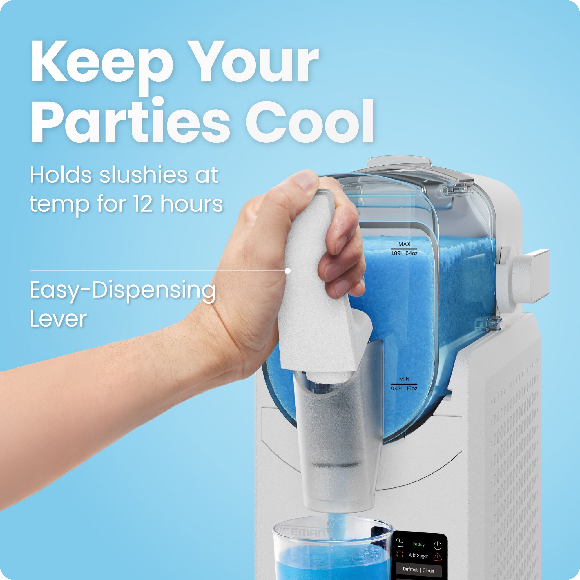 Iceman Slush-Ease Max Slushy Maker, Frozen Drink Maker and Slushy Machine, No Ice or Blending, 64 oz.