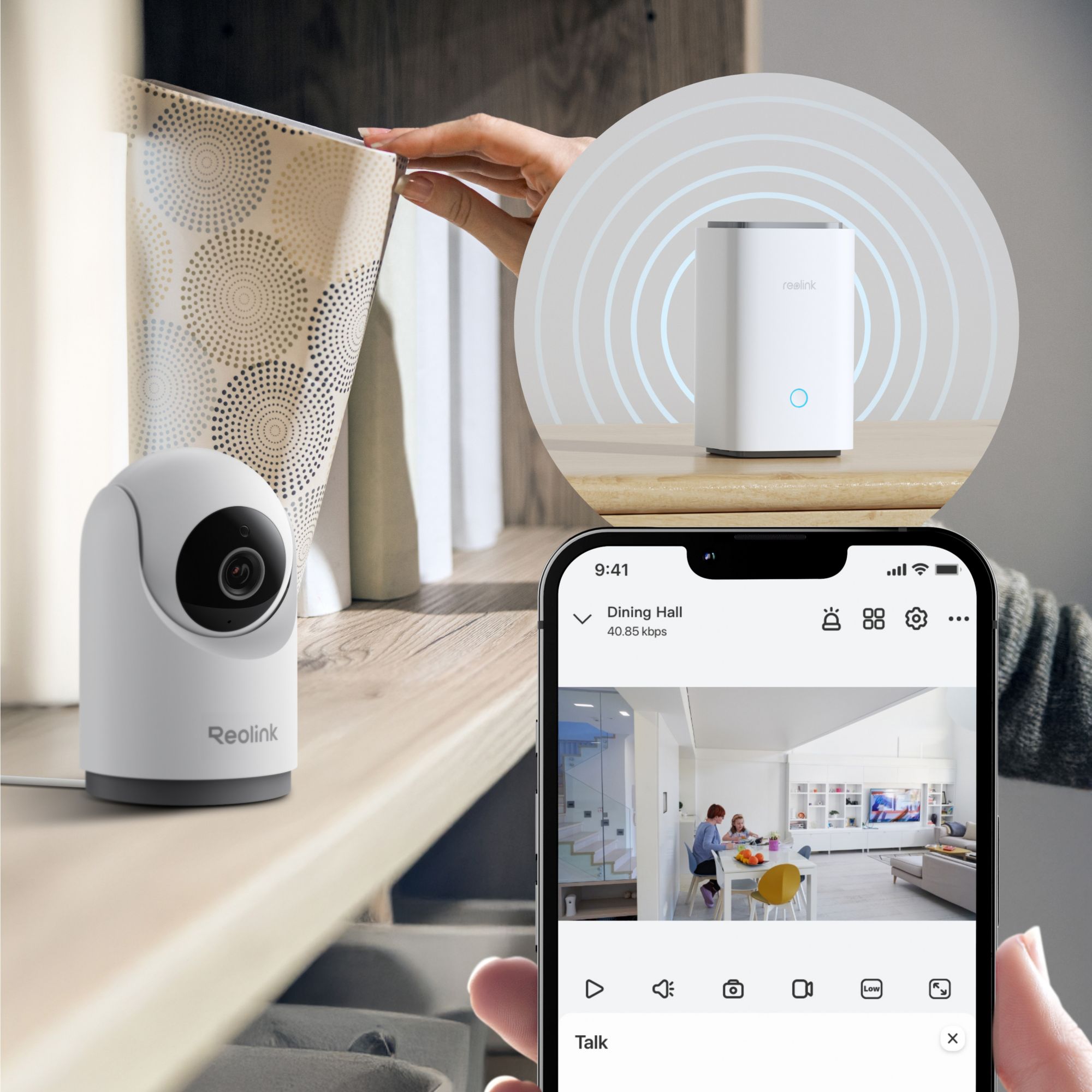 Reolink E331 2K+ 5MP Indoor Wired Wi - Fi Pan Tilt Baby + Pet Monitor Camera with Auto-Trackingt, White
