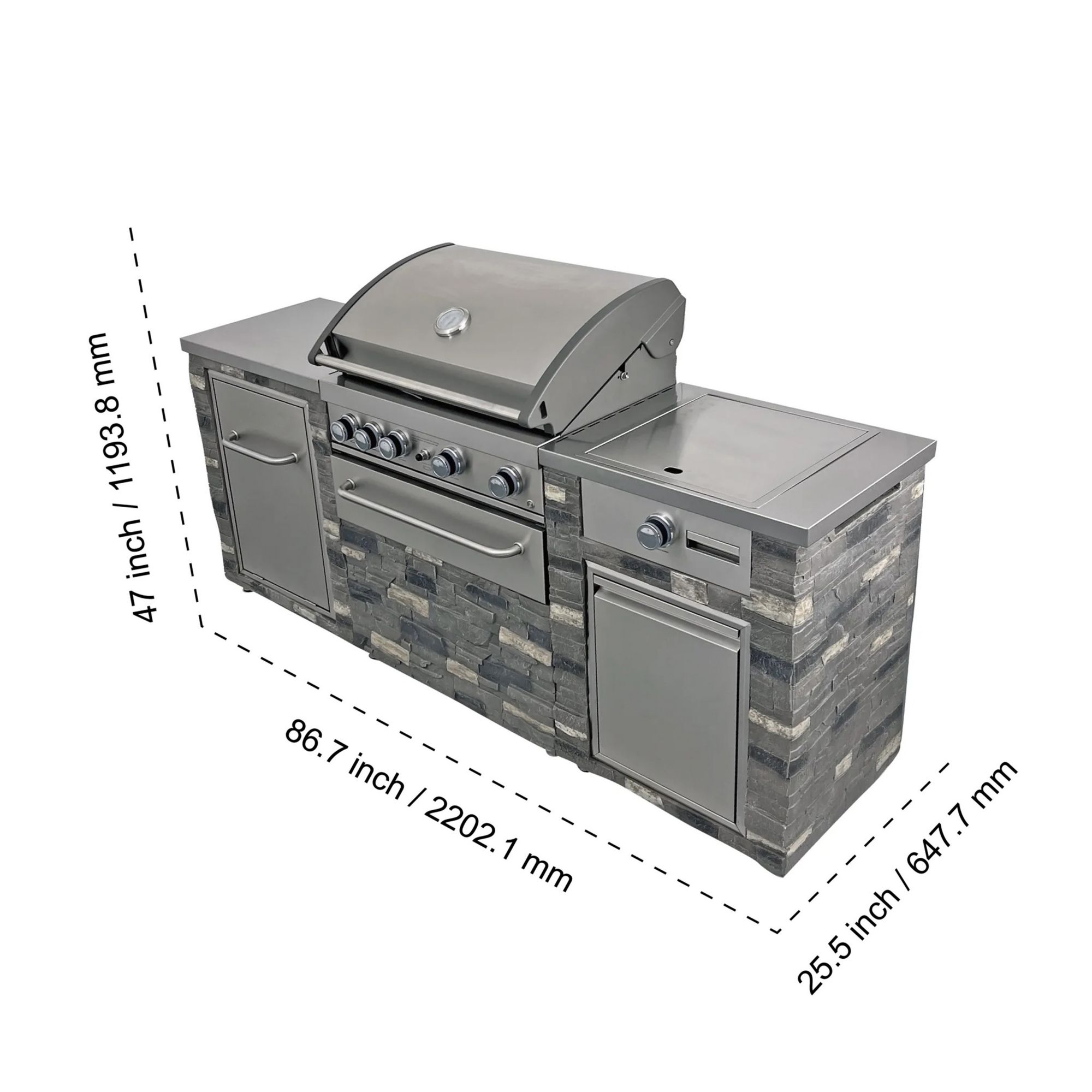 86" GT Elite 6B Outdoor Kitchen with Griddle