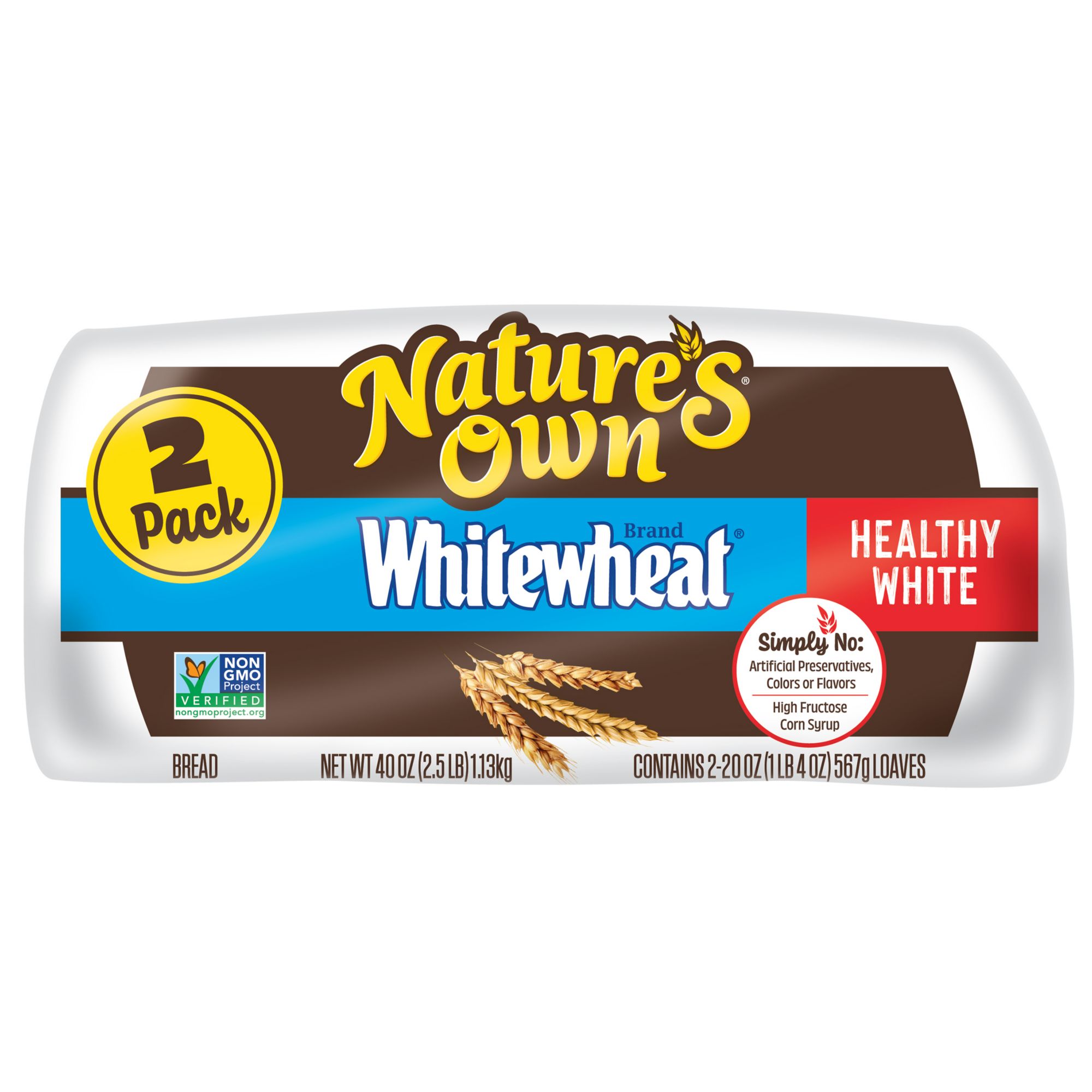 Nature's Own White Wheat Healthy White Bread, Non-GMO Sandwich Bread, 2 pk./20 oz.