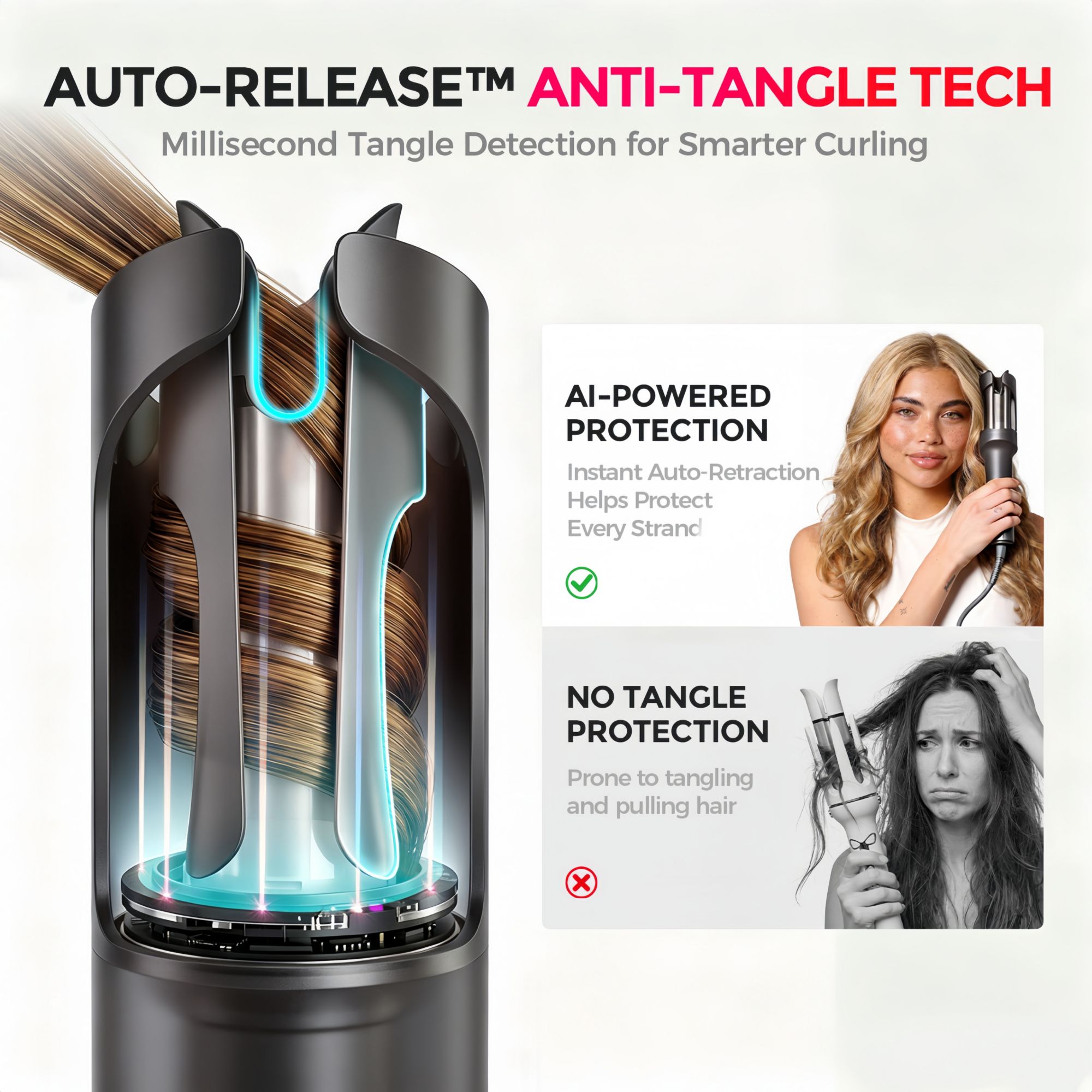 TYMO CurlPro Automatic Curling Iron with Paddle Brush