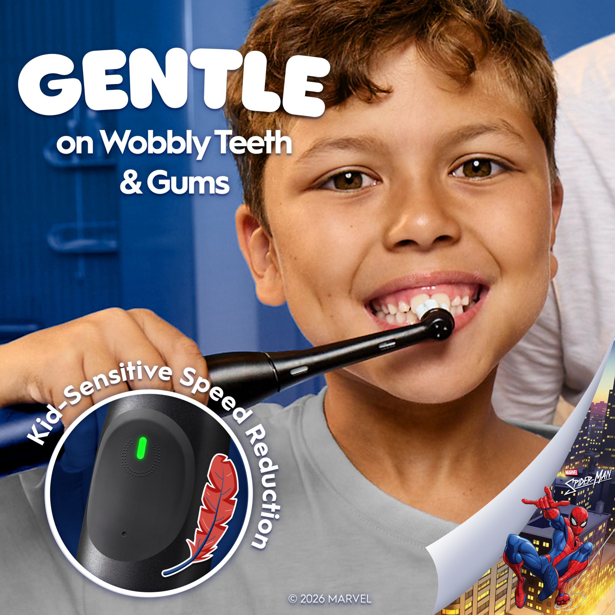Oral-B iO Kids Electric Toothbrush Featuring Spiderman, 3 Cleaning Settings, 28-Day Battery Life