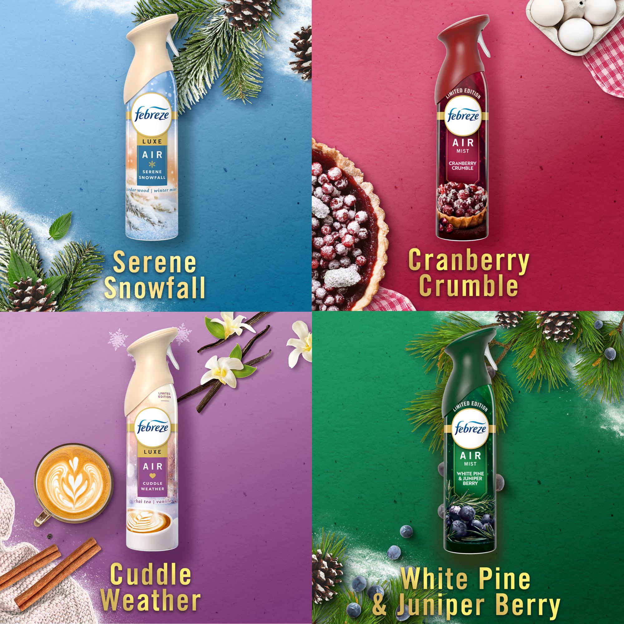 Febreze Air Freshener Spray, Holiday Mix, 4 ct./8.1 oz.