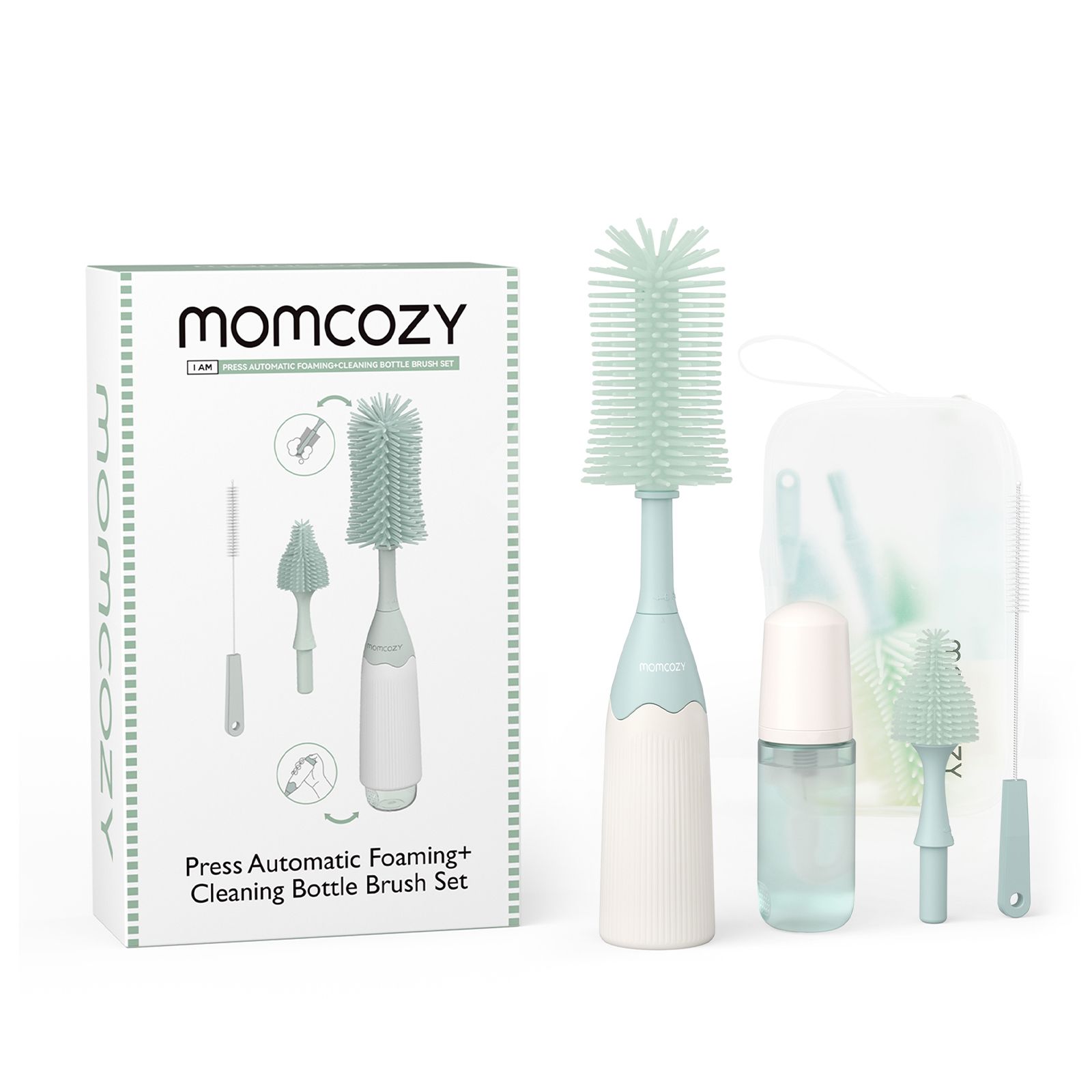 Momcozy Drying Rack + Push-Press Design Bottle Brush Kit - Green (LS002)