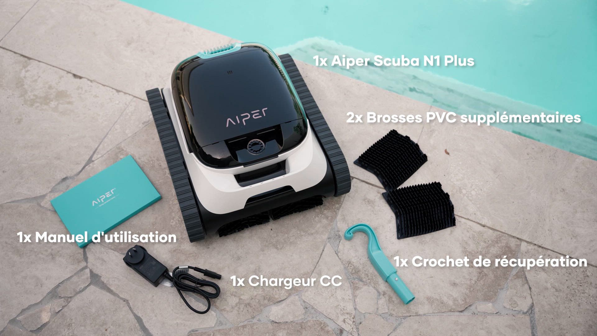 Aiper Scuba N1 Plus Robotic Pool Cleaner with Mobile App, Caterpillar Treads for In-Ground Pools