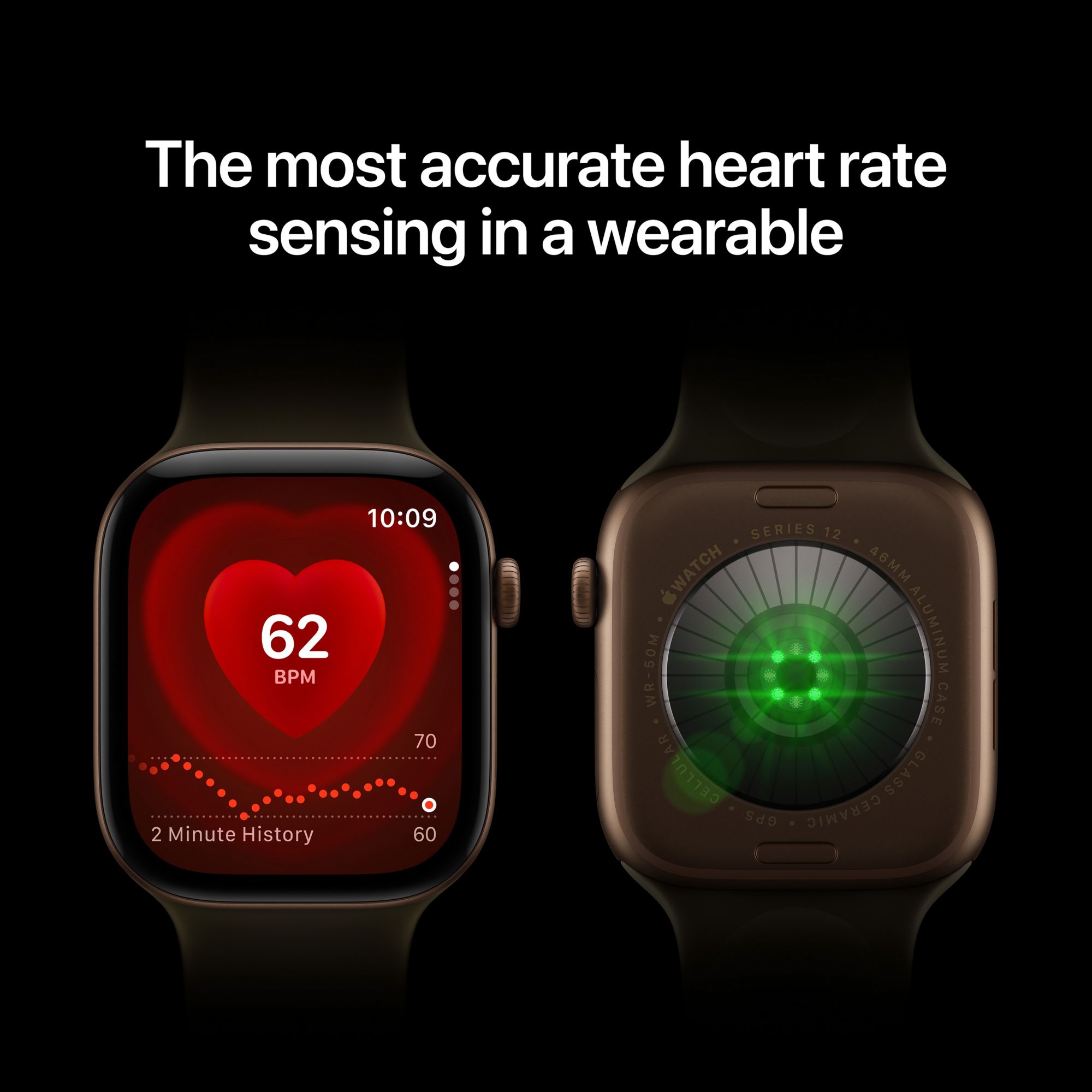 Apple Watch Series 12 GPS 46mm Dark Bronze Aluminum Case with Olive Sport Band - M/L