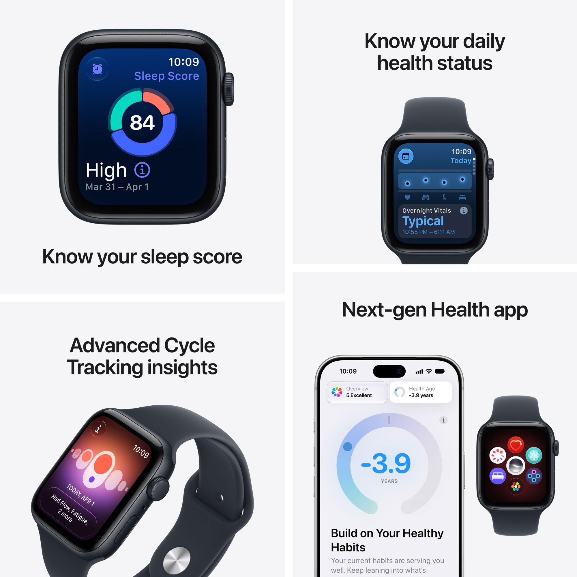 Apple Watch SE 3 GPS 44mm Midnight Aluminum Case with Navy Blue Sport Band - M/L