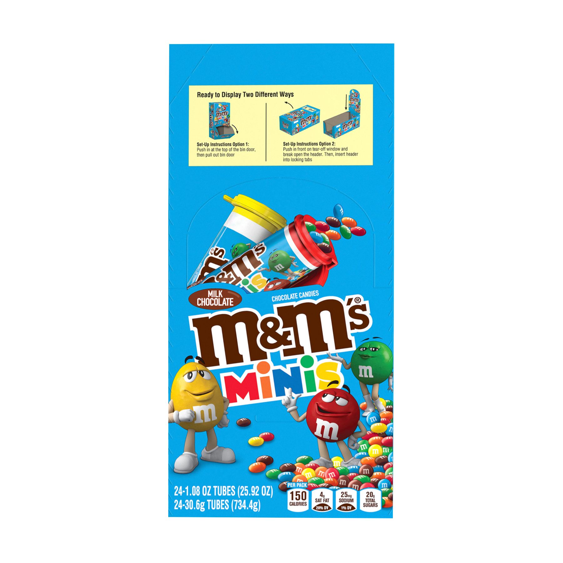 M&M'S Milk Chocolate MINIS Size Candy 1.77-Ounce Tube 24-Count