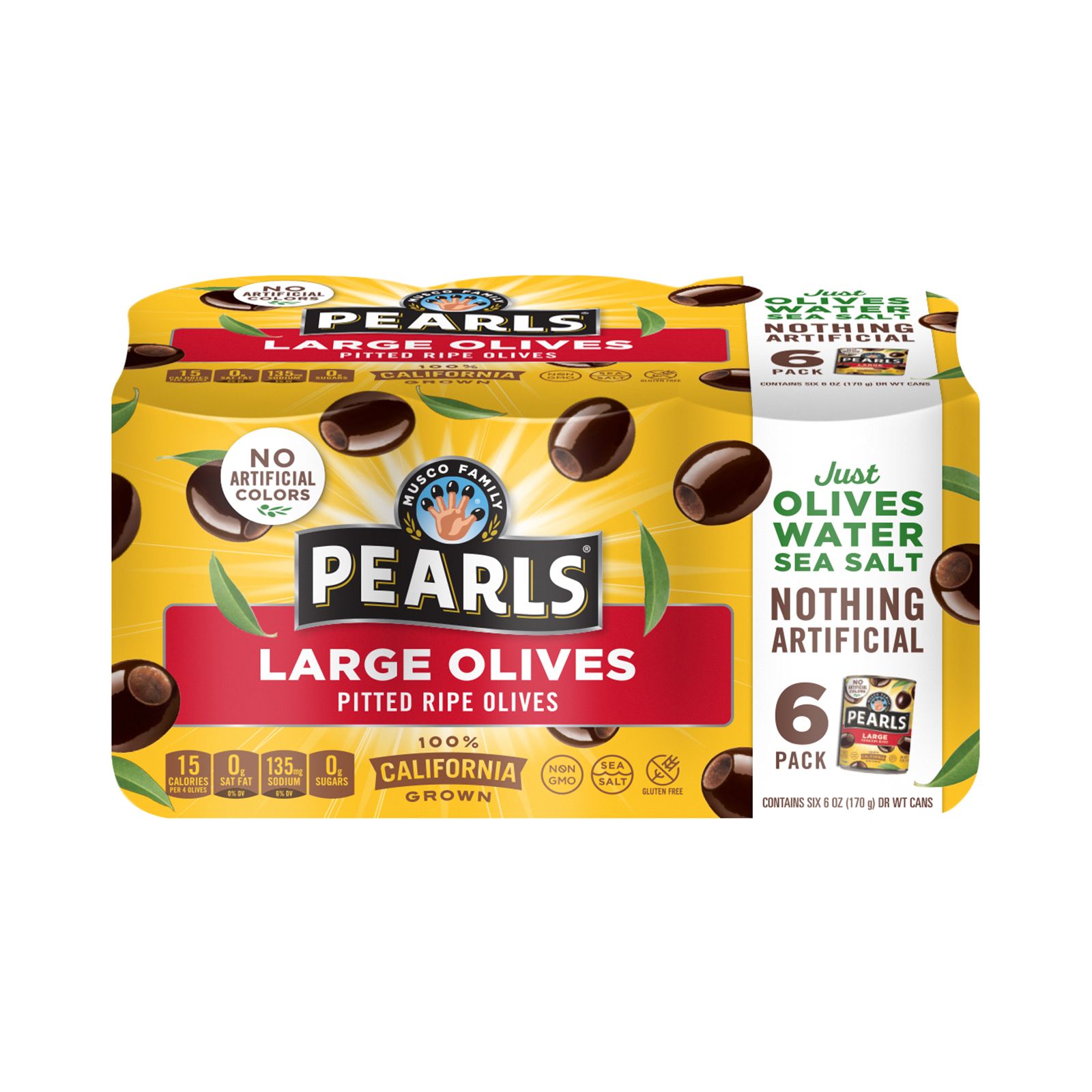 3 Pack Pearls Medium Olives 6oz Can Musco Family Pitted California