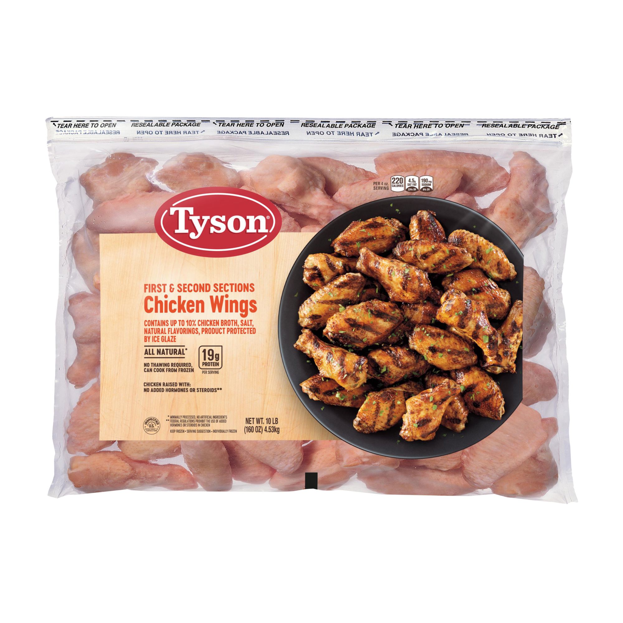 Tyson Frozen Chicken Wing Sections, 10 lbs.