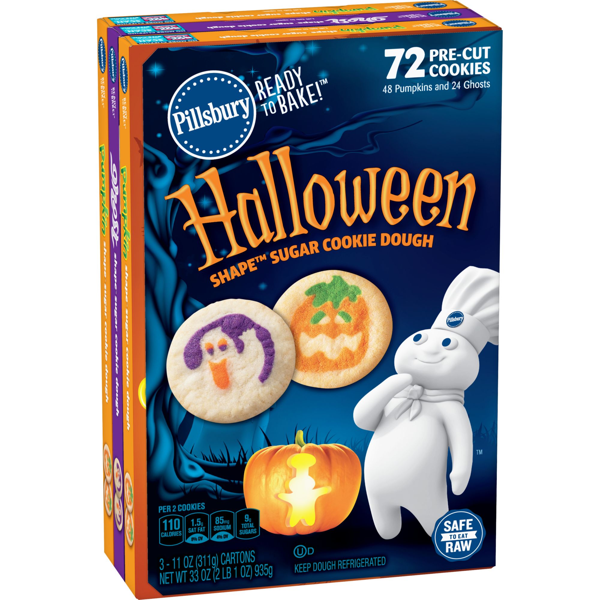 Pillsbury Halloween Shape Sugar Cookies Ready To Bake Variety Pack 72 Ct Bjs Wholesale Club