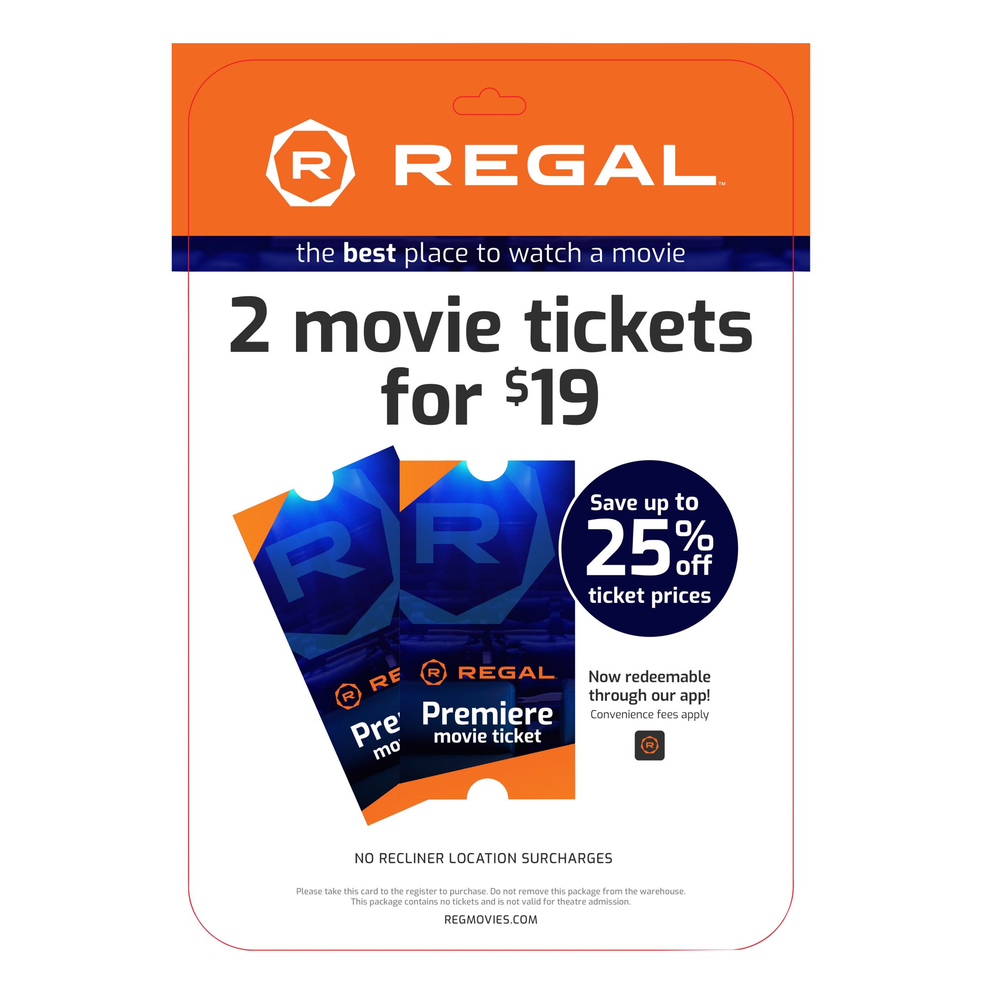 Regal premiere movie store ticket no passes