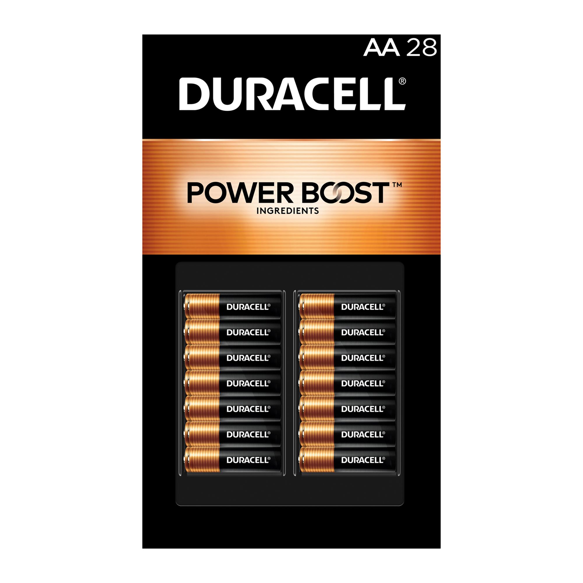 Duracell Coppertop AA Batteries 28 Count Pack Double A Battery with Power  Boost Ingredients, Long-lasting Power Alkaline AA Battery for Household