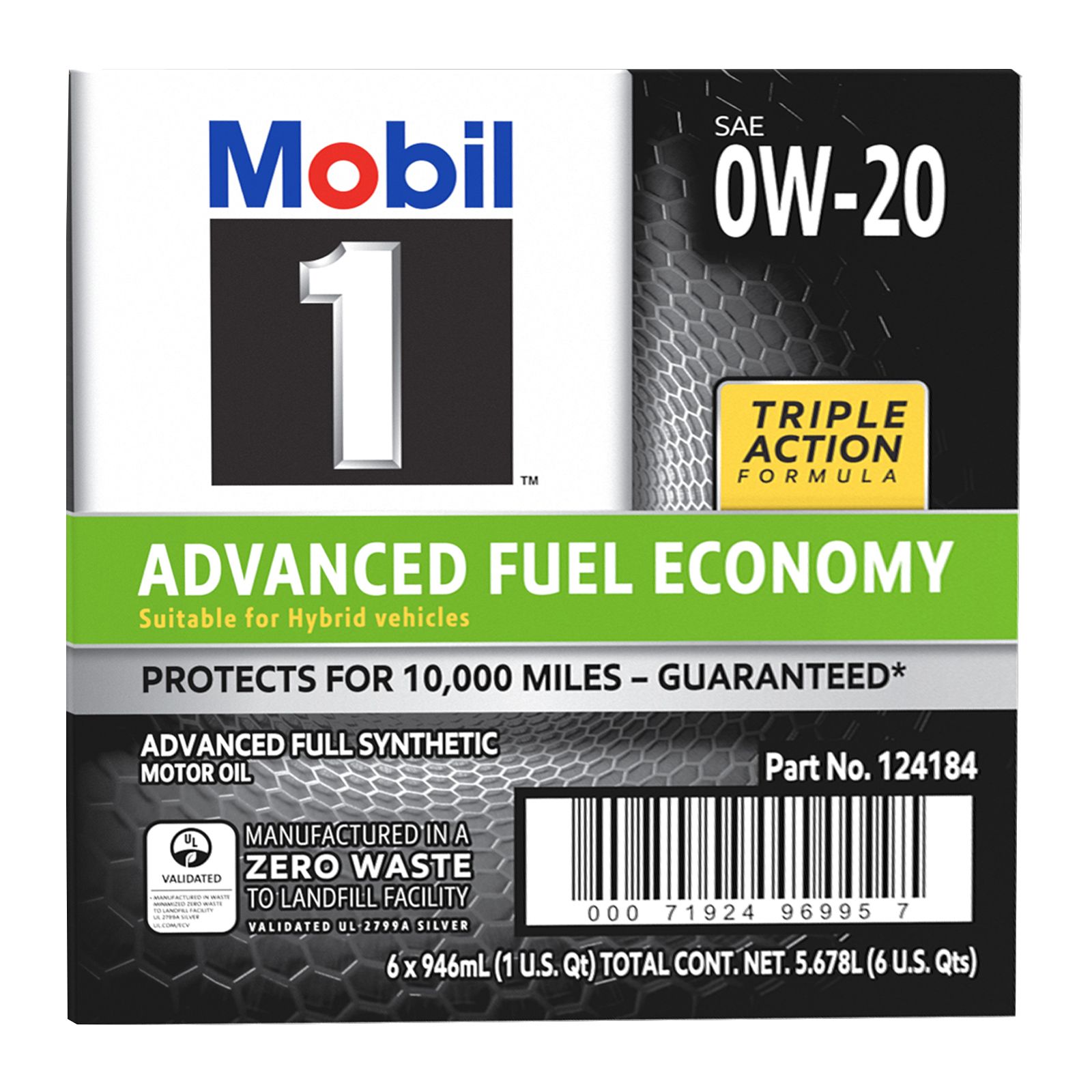 Mobil 1 0W-20 Advanced Full Synthetic Motor Oil, 6 pk.